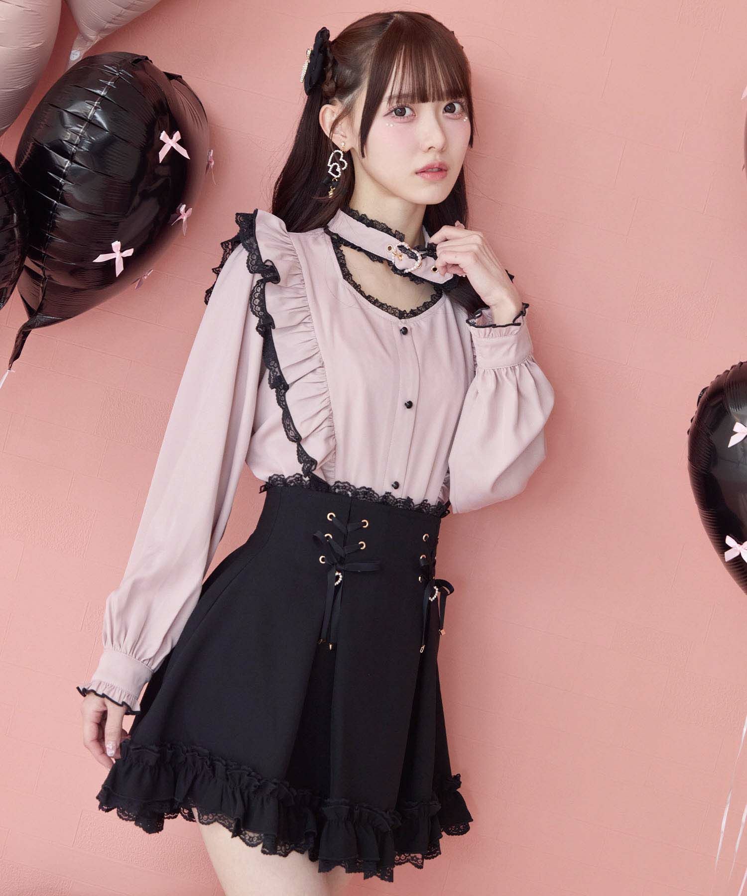 ハートバックルラッフルフリルブラウス | Rlab store