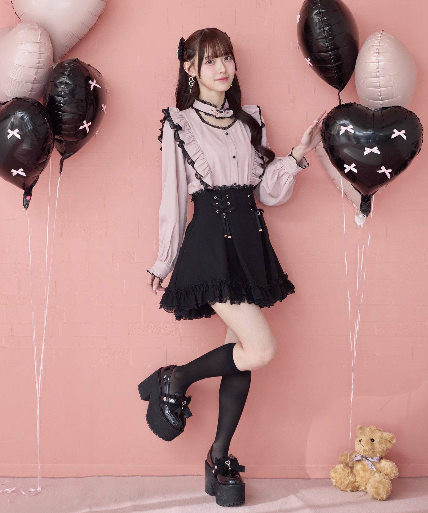 ピンクのみ受注生産》ハートバックルラッフルフリルブラウス | Rlab store