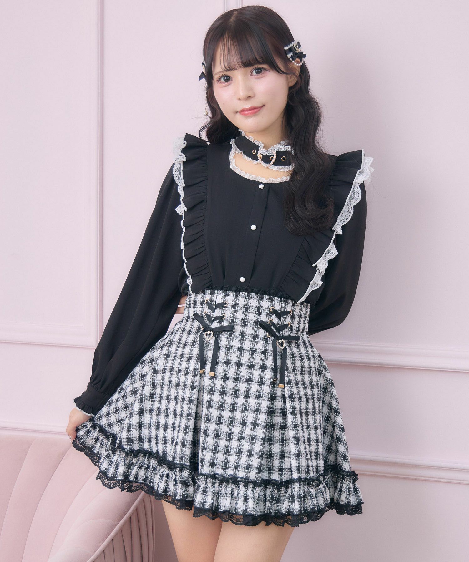 ピンクのみ受注生産》ハートバックルラッフルフリルブラウス | Rlab store