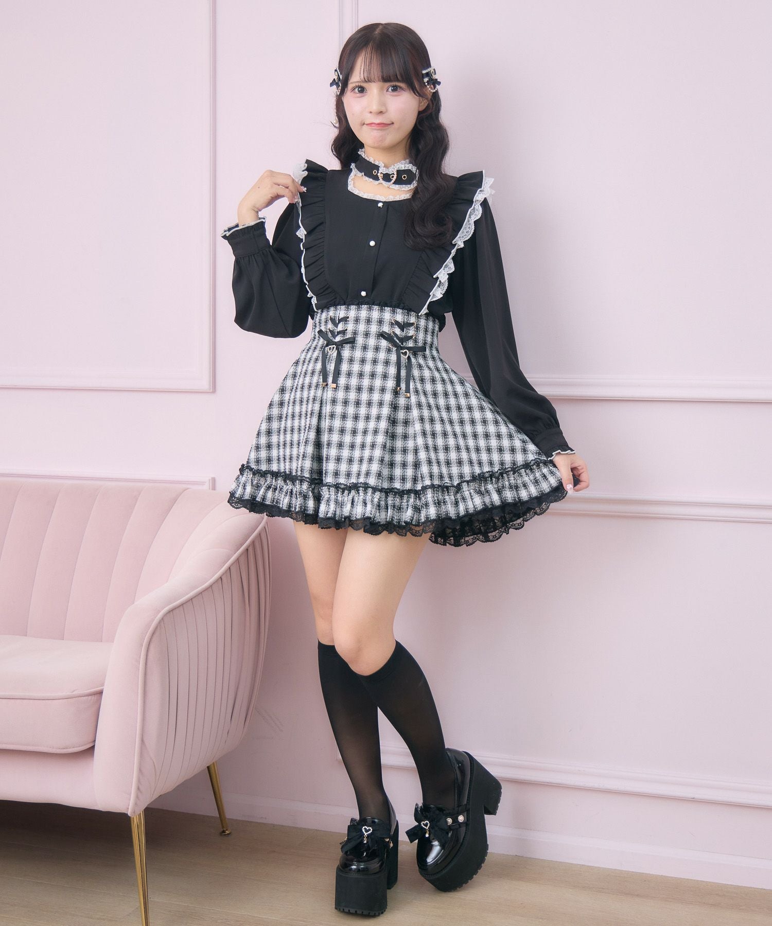 ハートバックルラッフルフリルブラウス | Rlab store