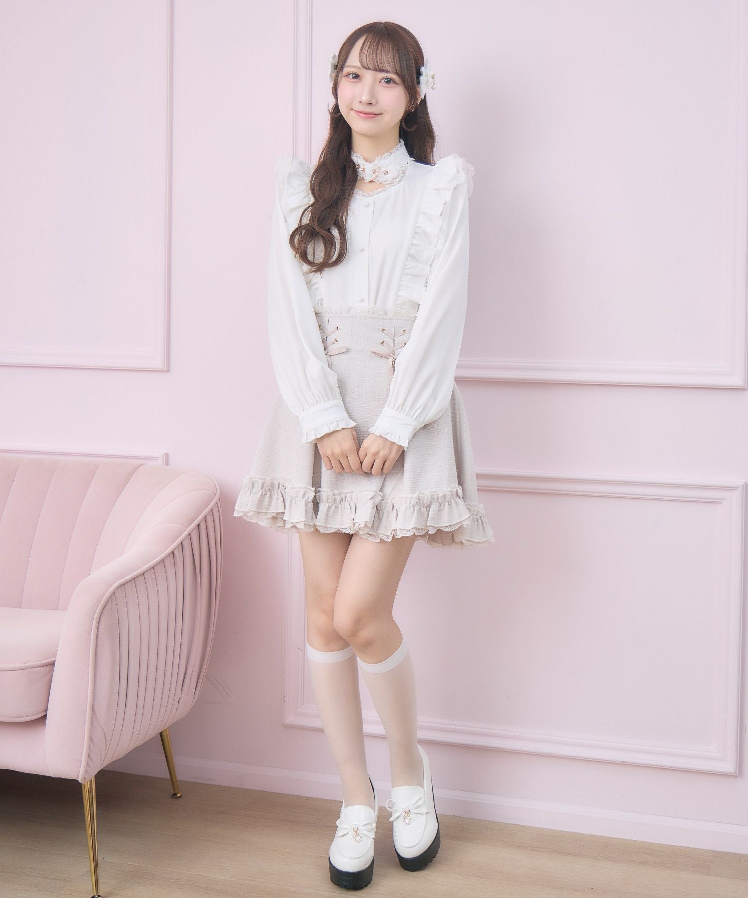 ピンクのみ受注生産》ハートバックルラッフルフリルブラウス | Rlab store