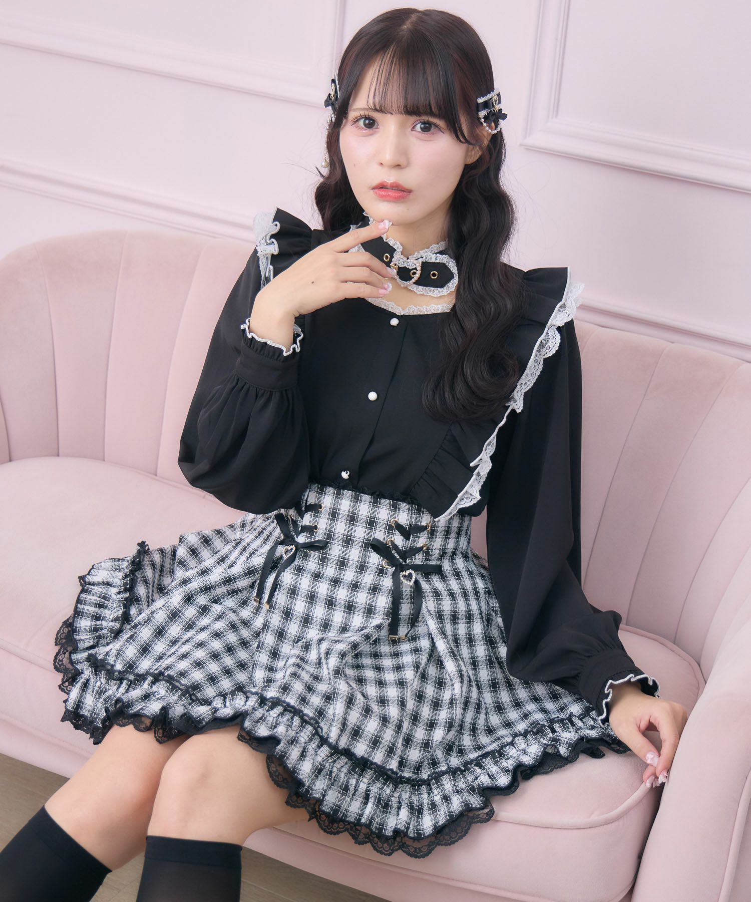 ROJITA ブラウス スカパン まとめ ３点セット 美品 地雷 ロジータ ブラウス フリル リボン ブローチ スカパン