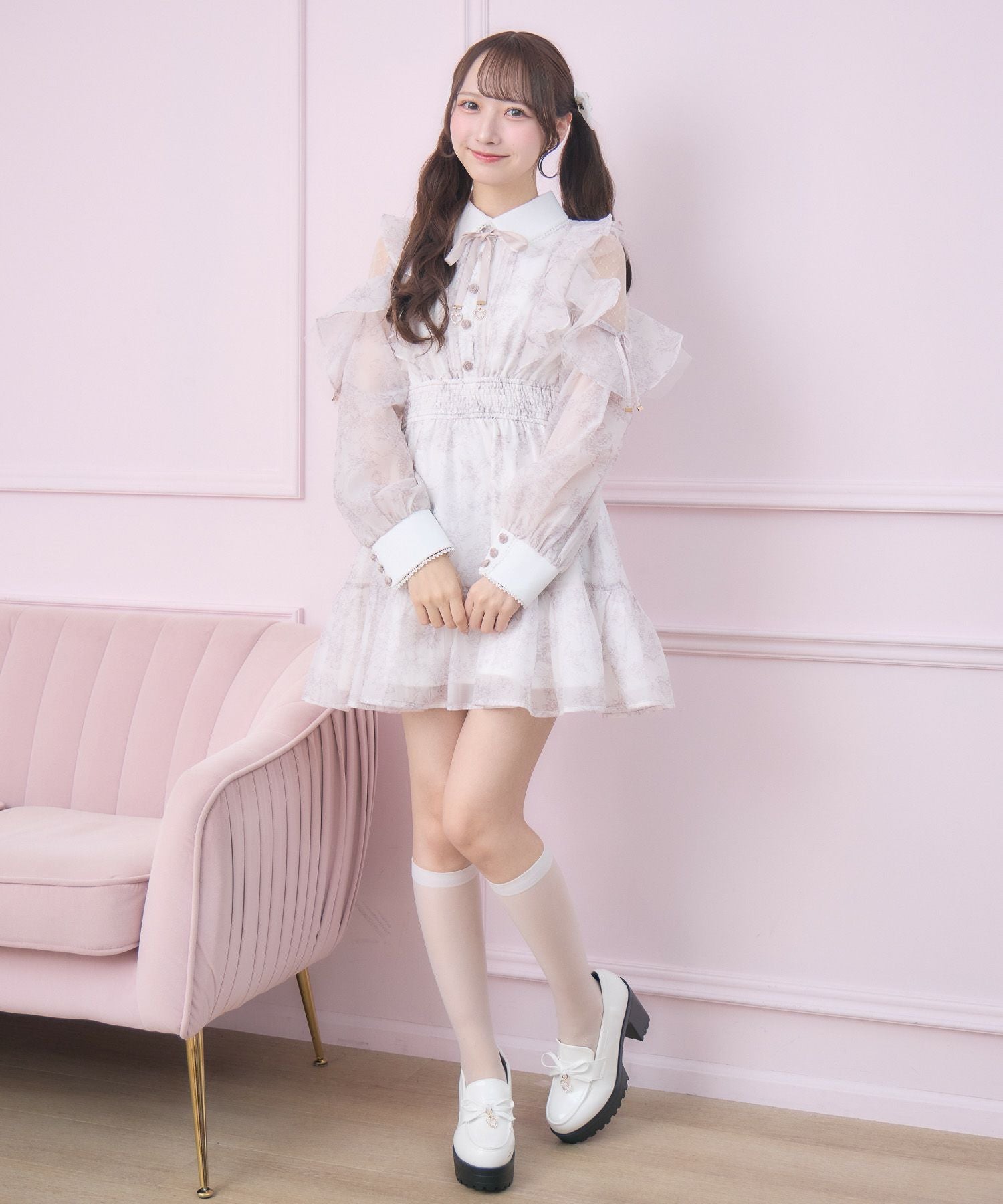 ROJITA 花柄ミニワンピース ブルー ロジータ ROJITA 花柄ミニワンピース （ブルー） -靴＆ファッション