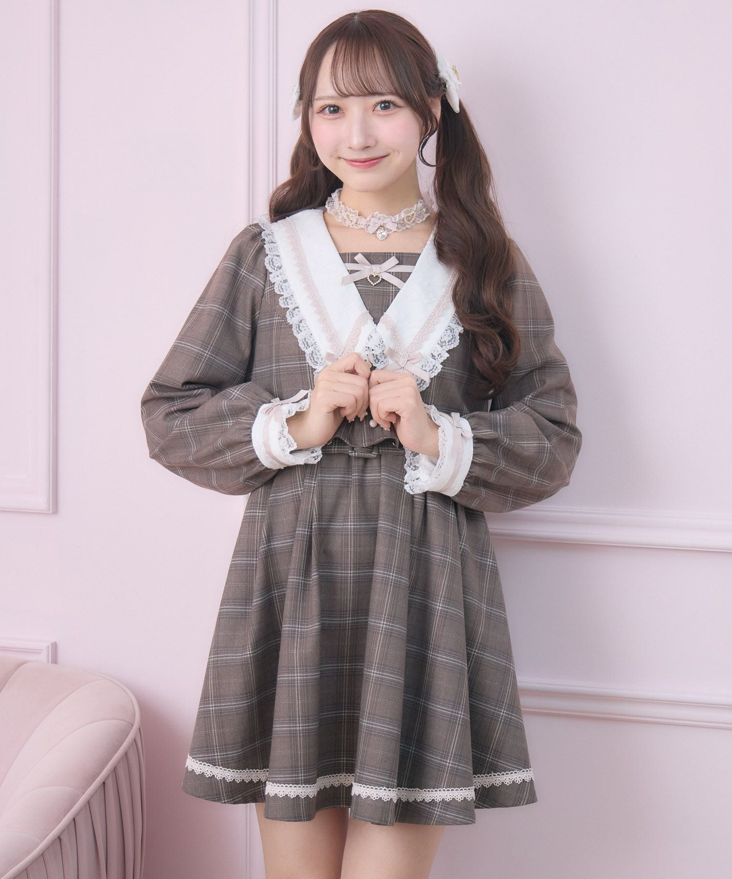 ぽ*こ様 ※即完売！新品★ROJITAチェック柄レースデカリボンセーラーワンピー 000000003799-23.jpg?size=l&w=