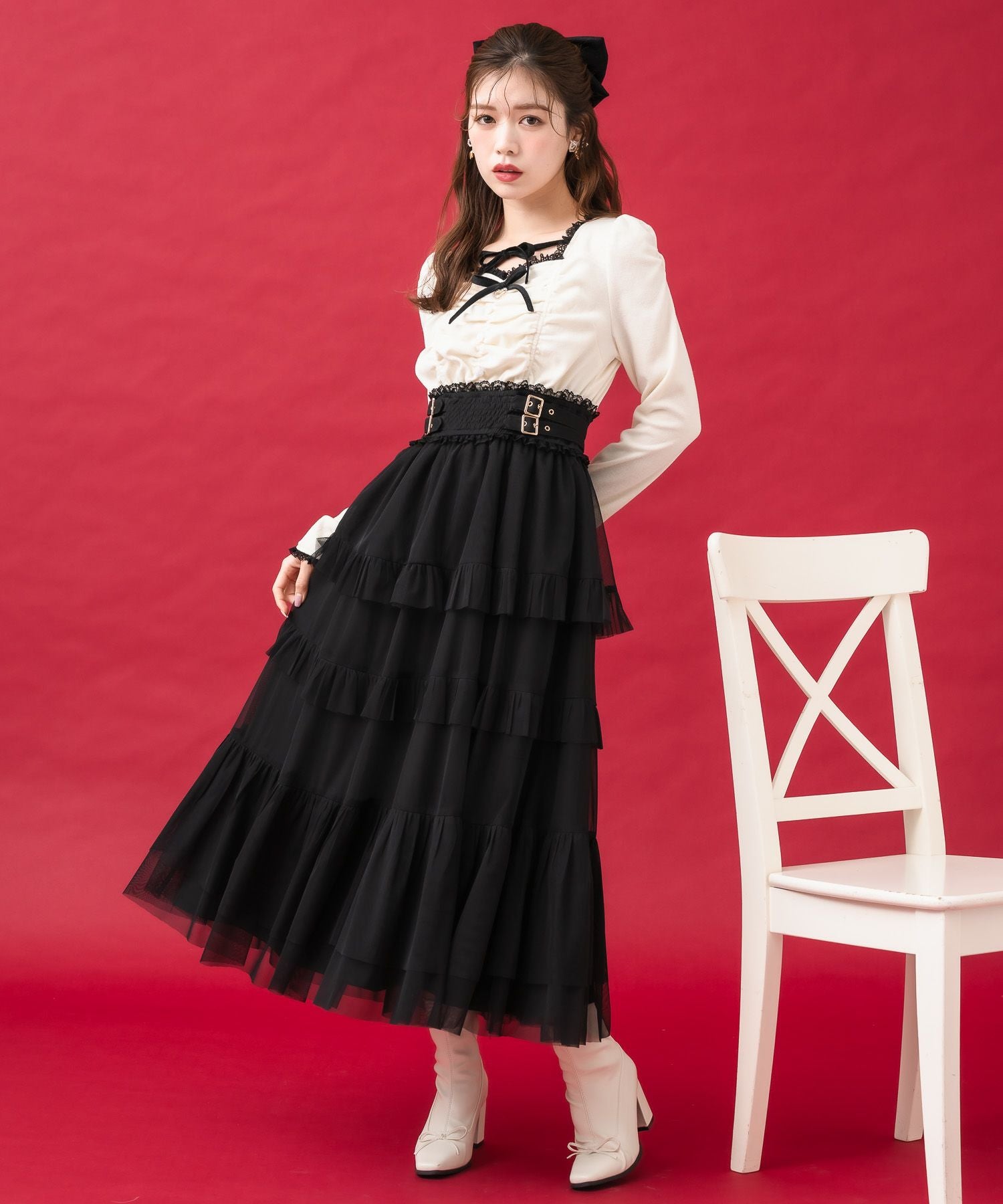 肩リボンニットミニワンピース | Rlab store