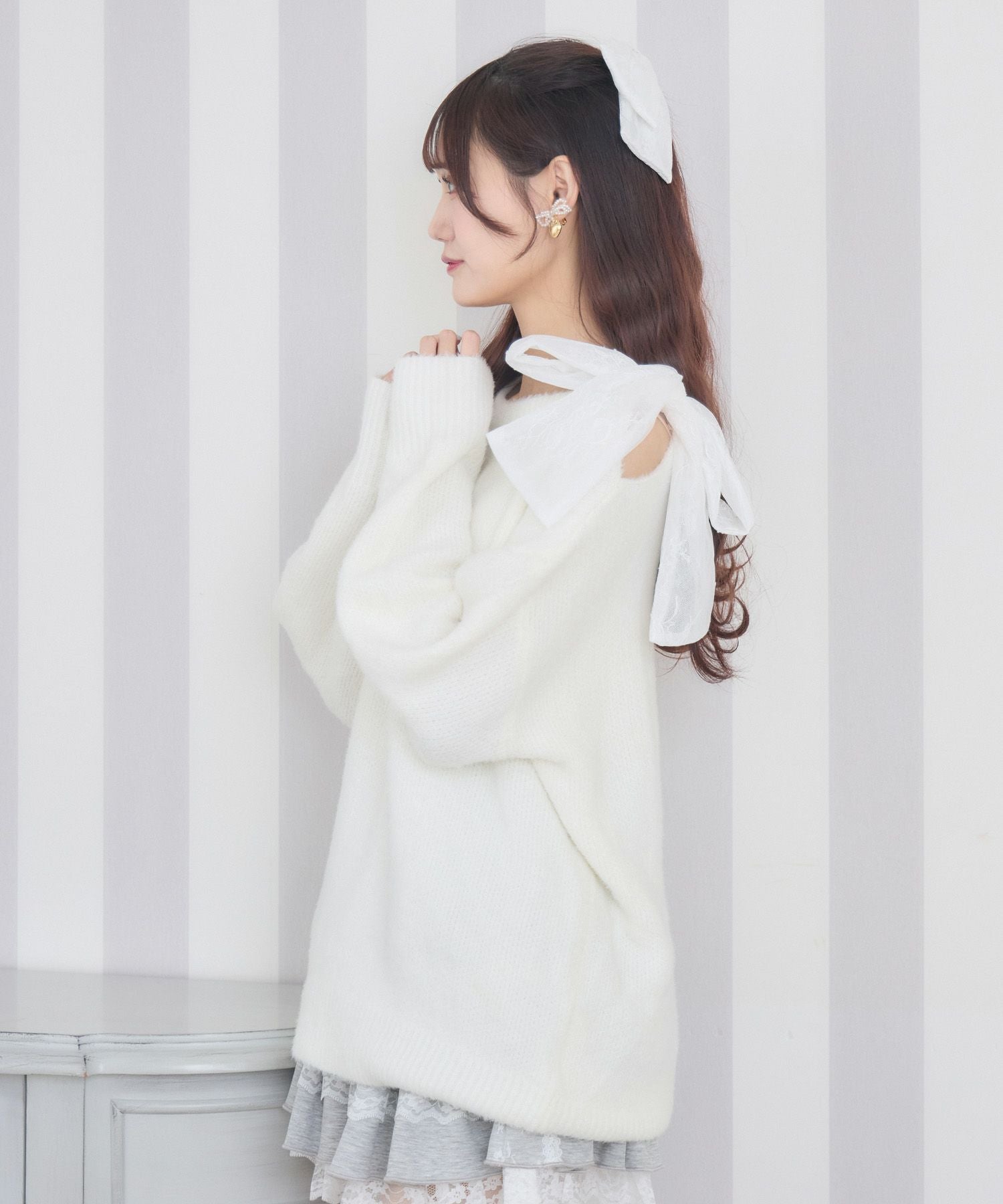 肩リボンニットミニワンピース | Rlab store