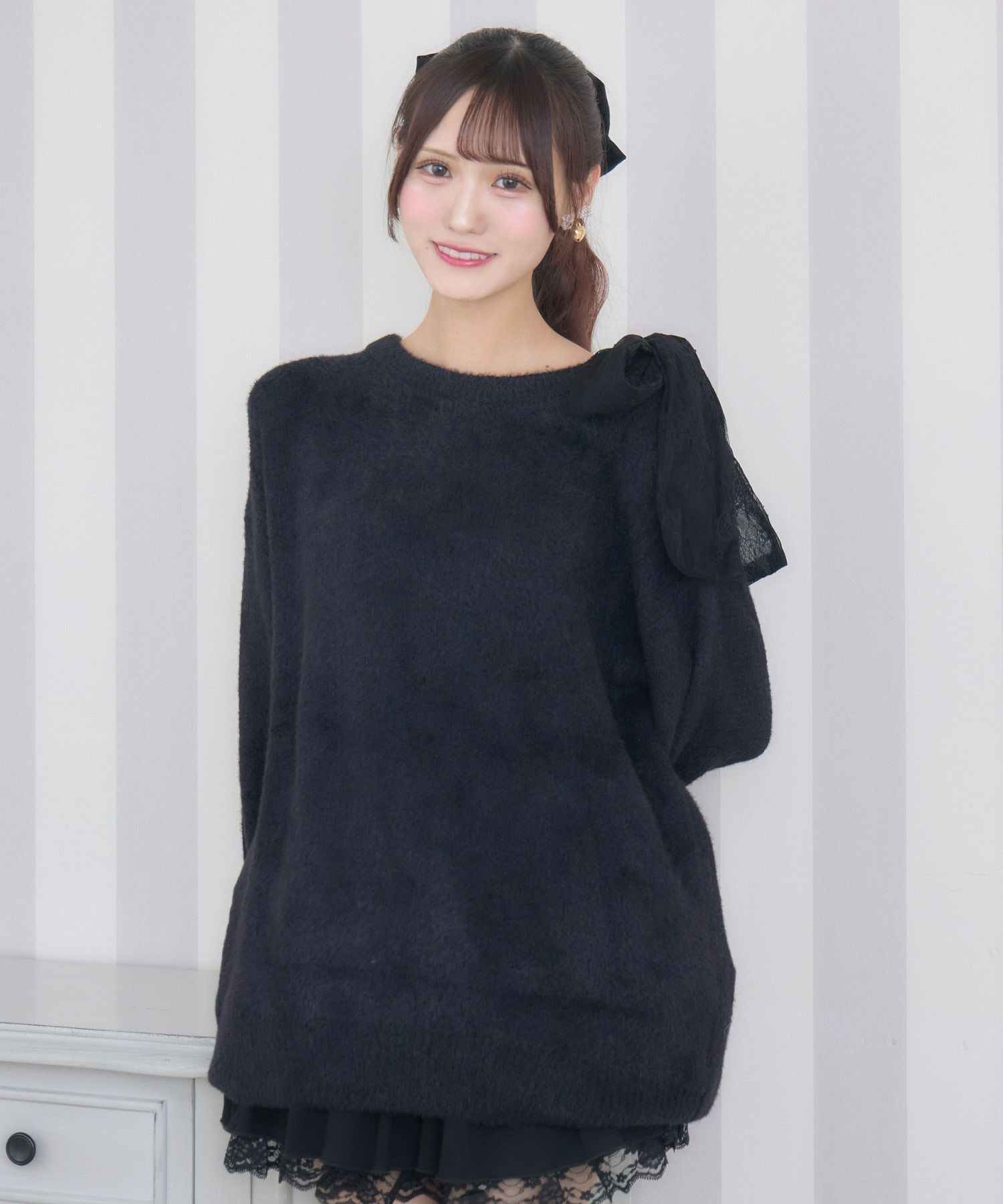 肩リボンニットミニワンピース | Rlab store