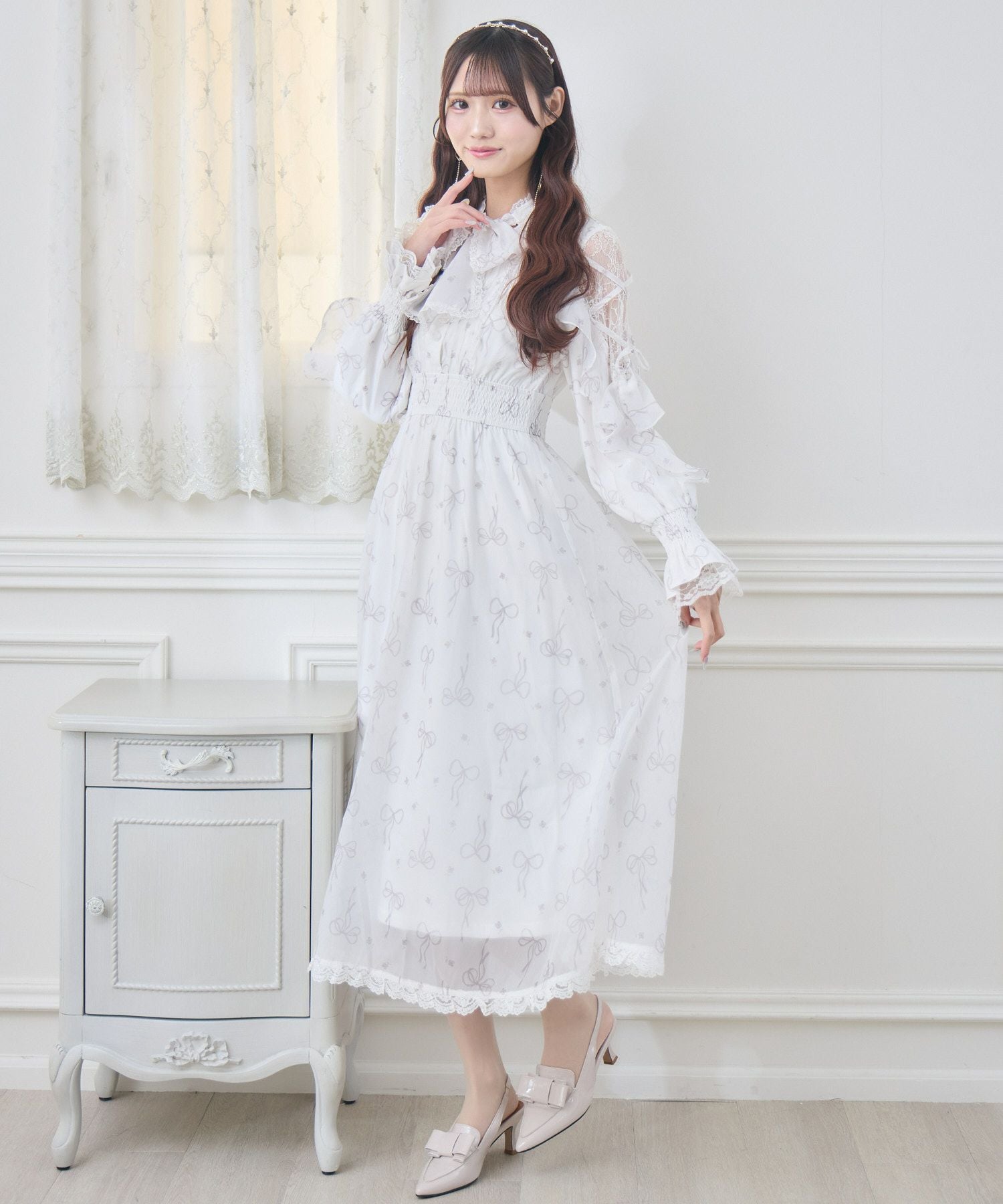 リボン柄シアーロングワンピース | Rlab store