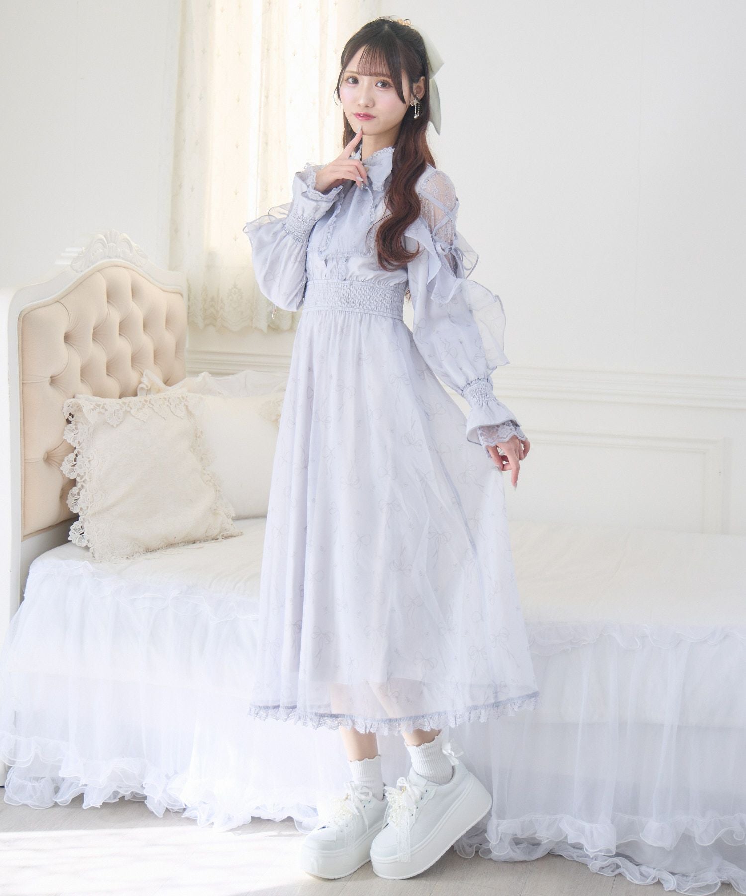 リボン柄シアーロングワンピース | Rlab store