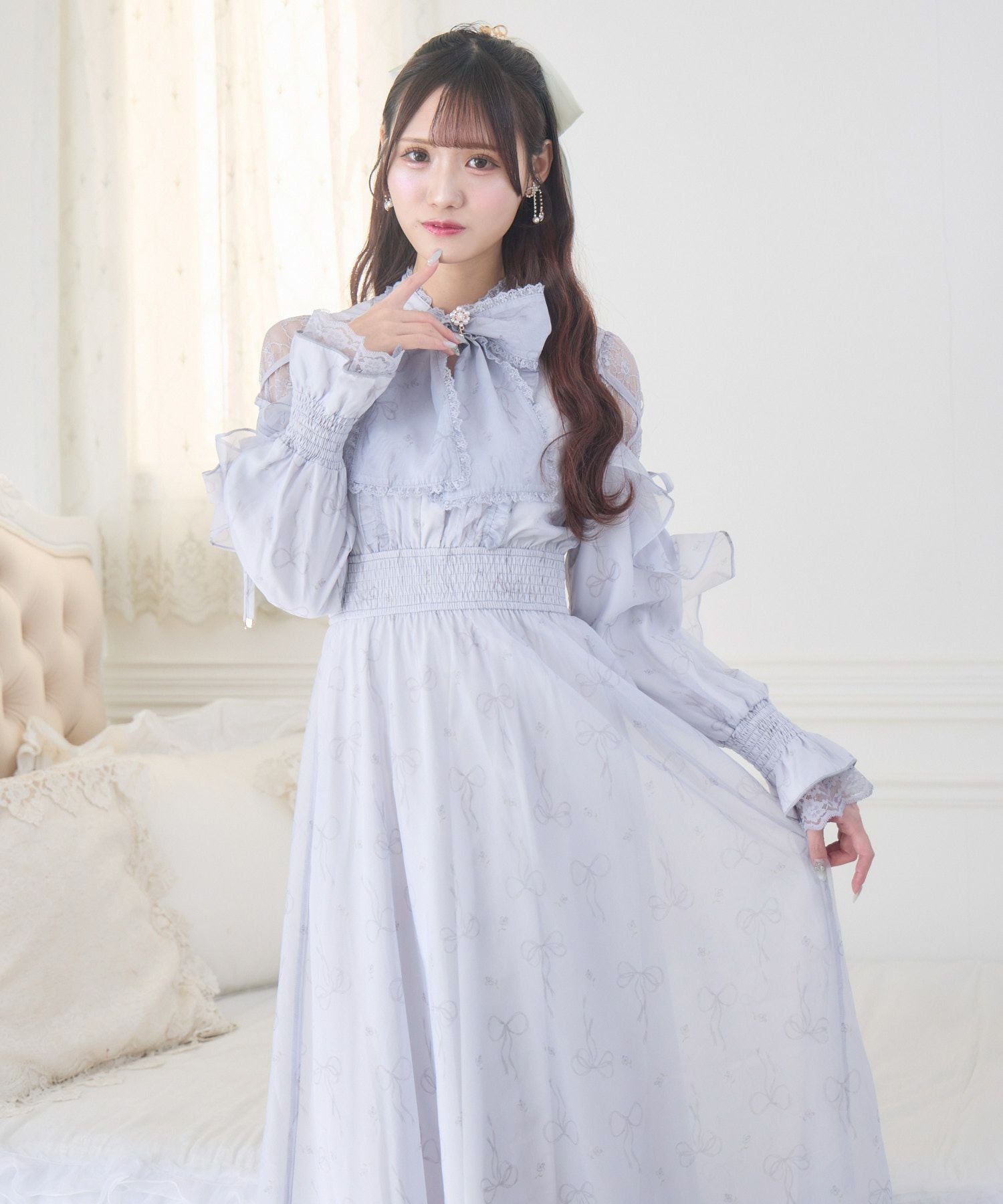 リボン柄シアーロングワンピース | Rlab store