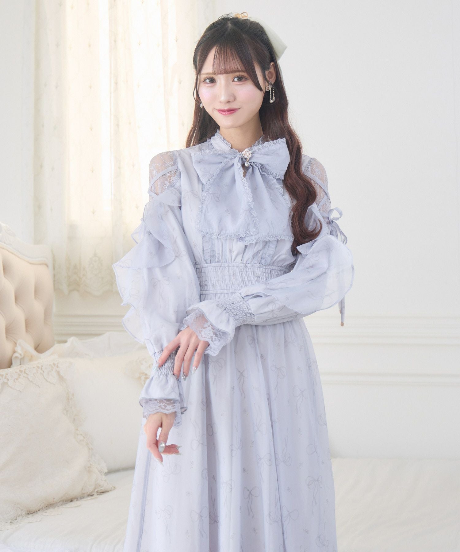 リボン柄シアーロングワンピース | Rlab store