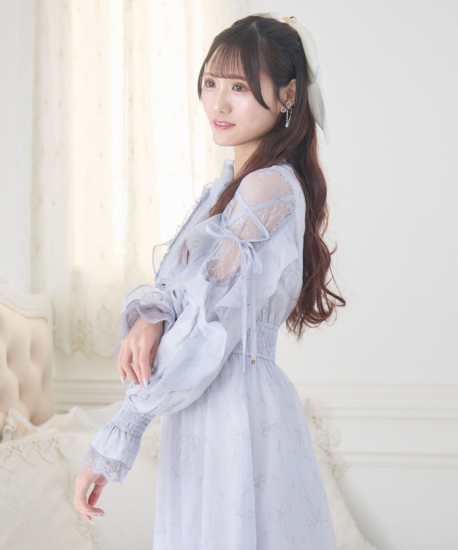 リボン柄シアーロングワンピース | Rlab store