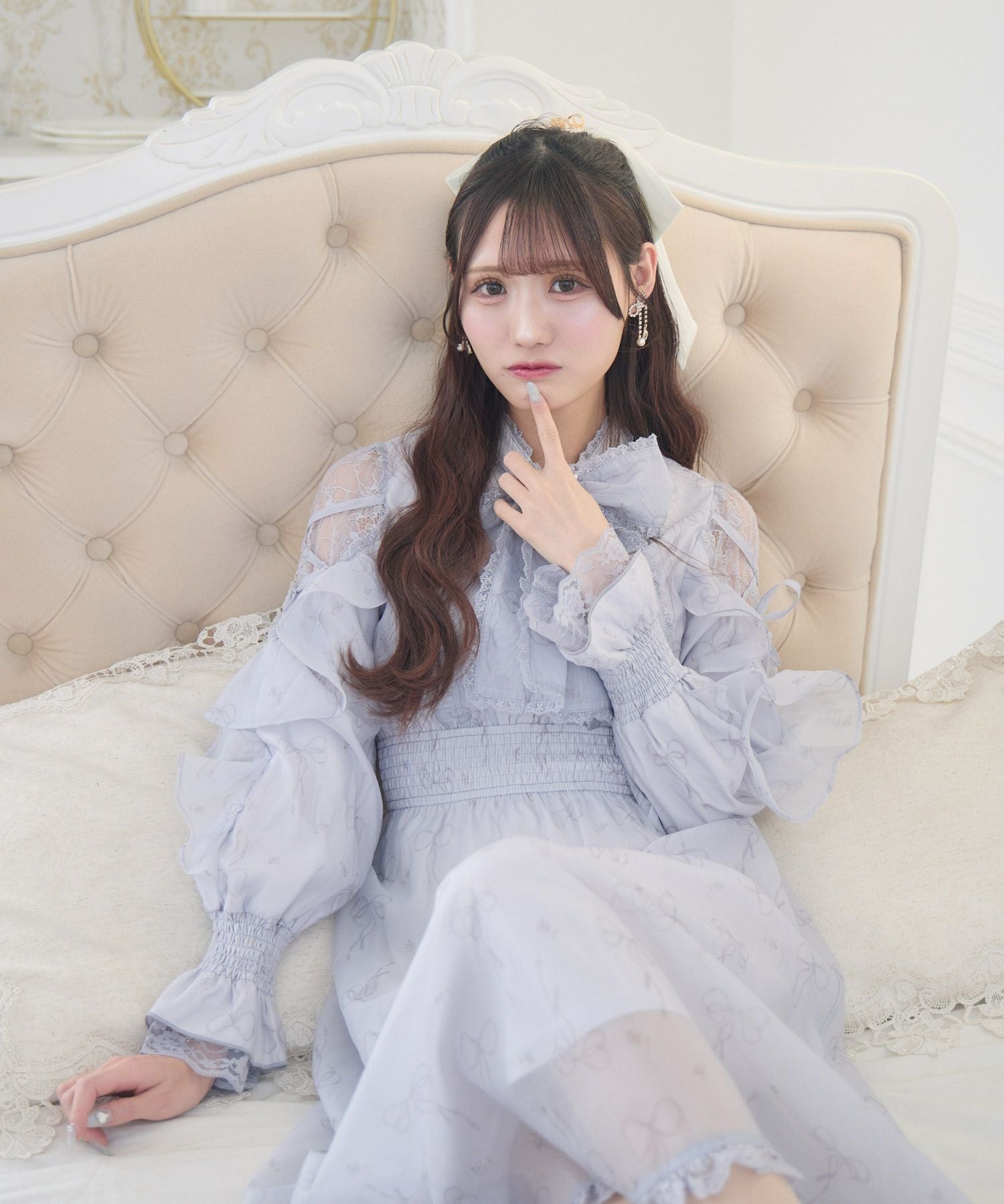 リボン柄シアーロングワンピース | Rlab store