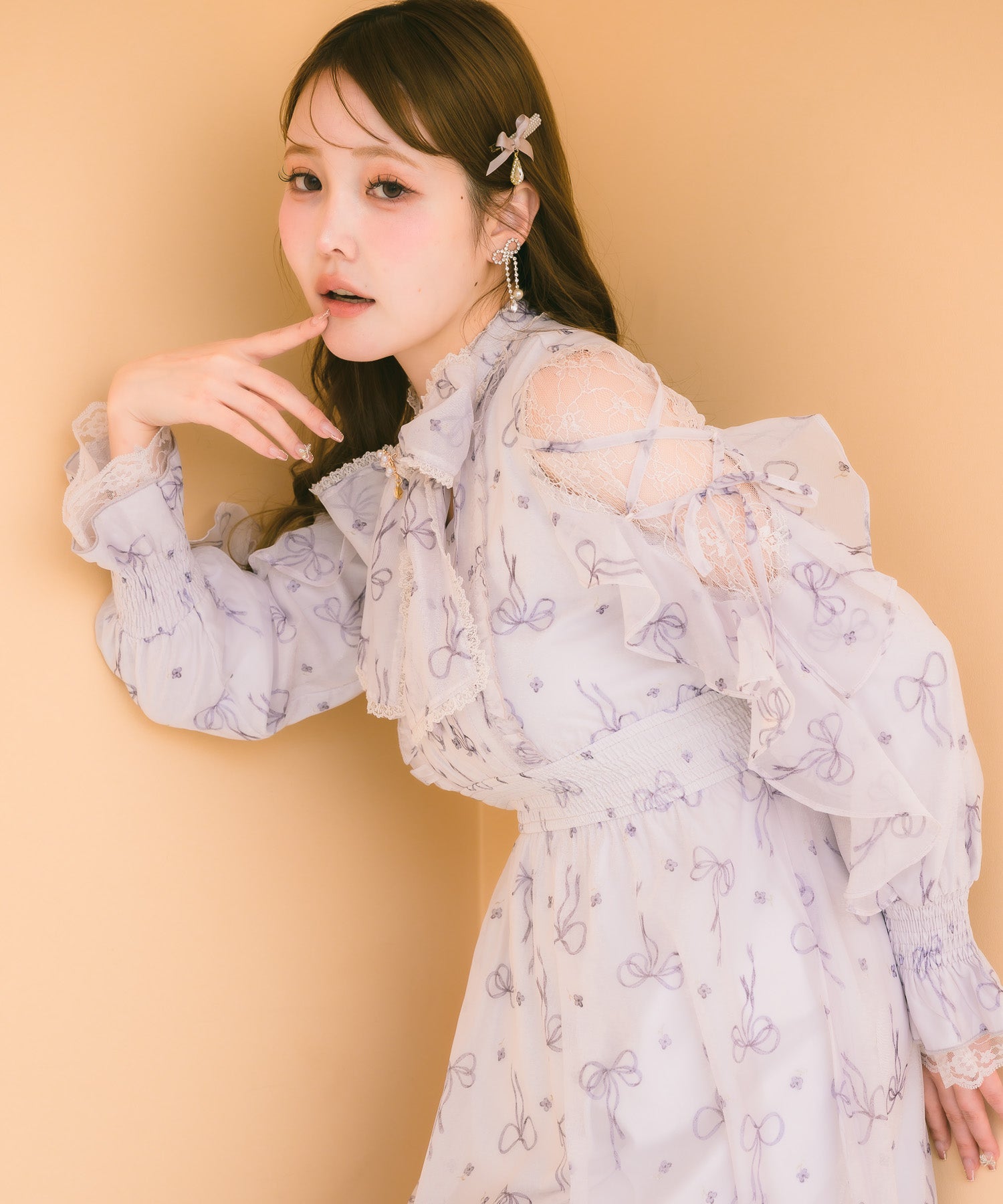 リボン柄シアーロングワンピース | Rlab store