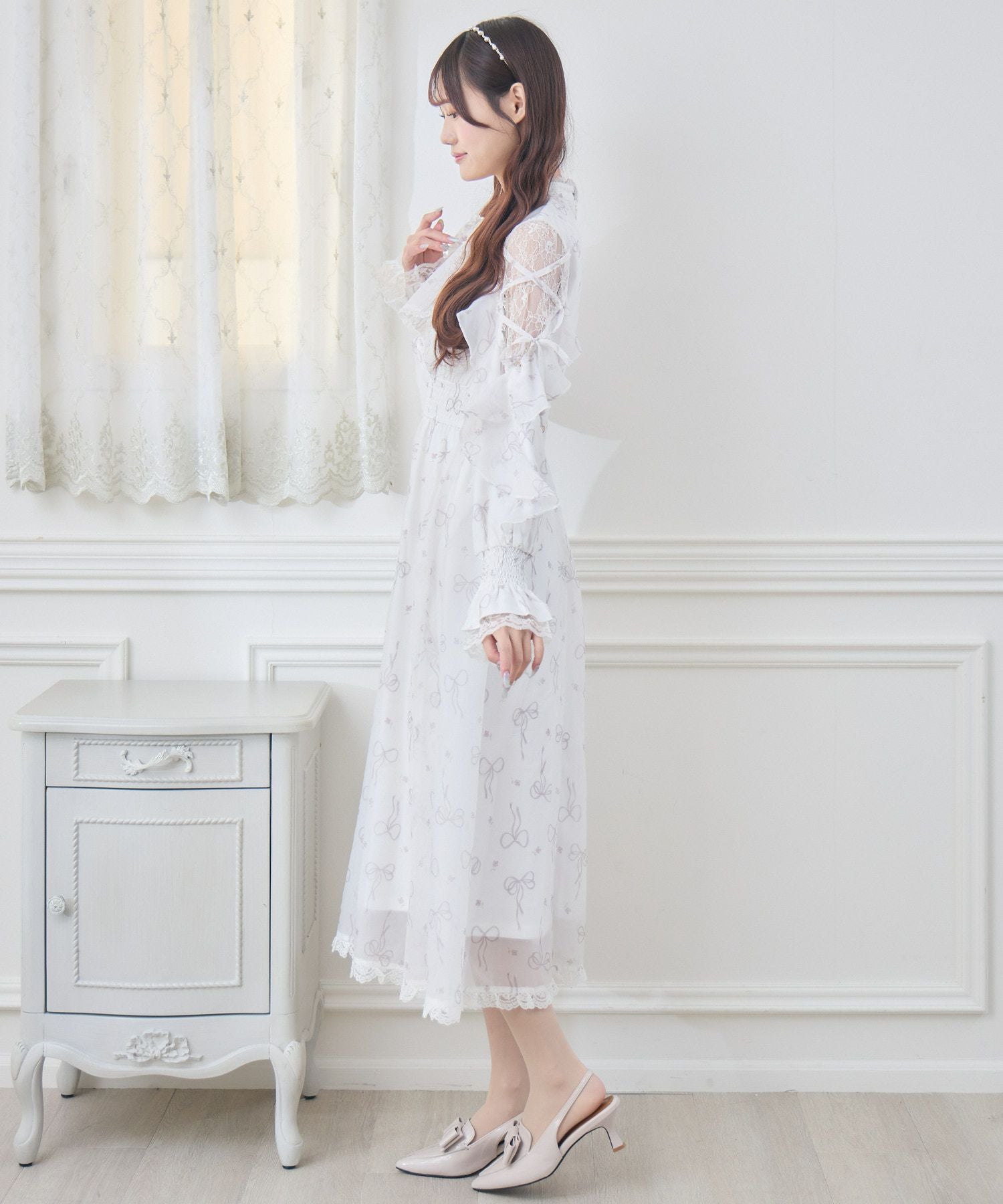 リボン柄シアーロングワンピース | Rlab store