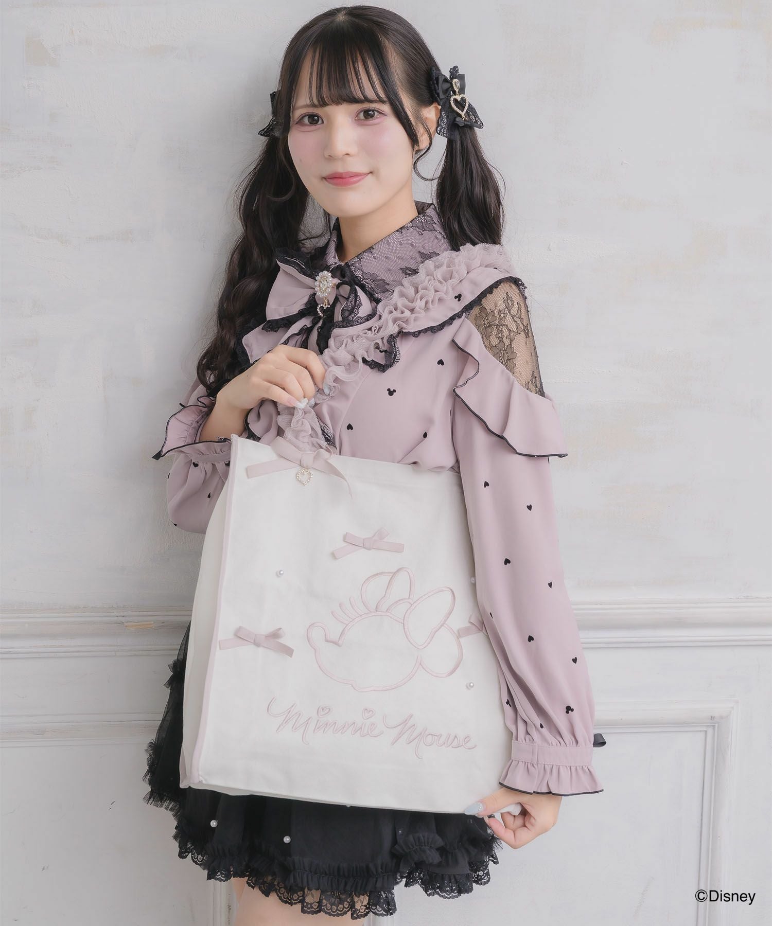 ミニーマウスデザイン刺繍トートバッグ | Rlab store