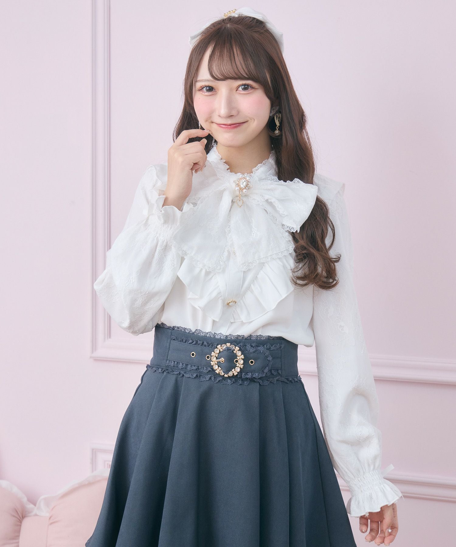 極美品✨ レジィーナロマンティコボウタイ 長袖ブラウス シャツ 馬 天使 36 レース袖長袖ボウタイブラウス | Rlab store
