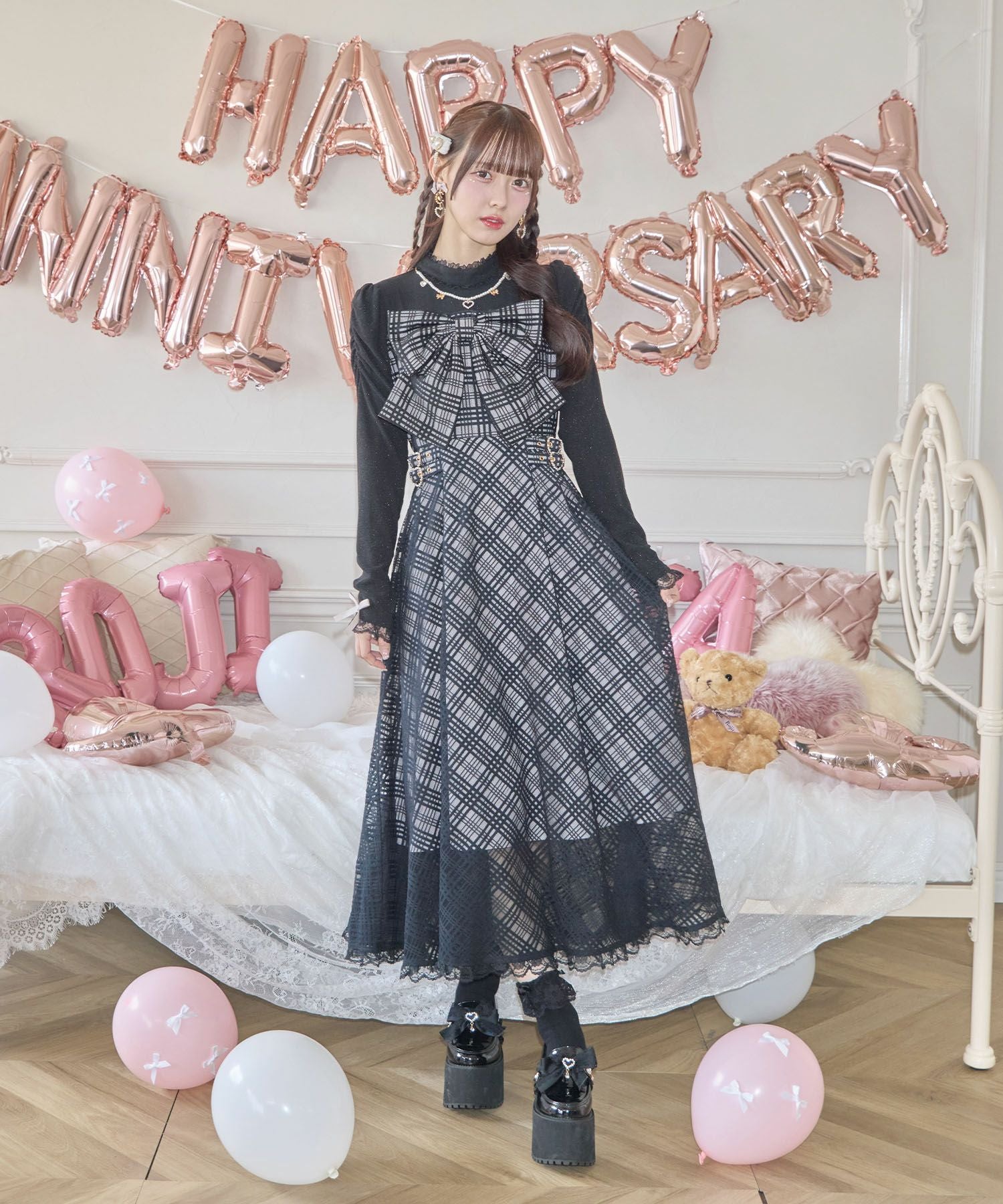 ビッグリボン長袖ロングワンピース | Rlab store