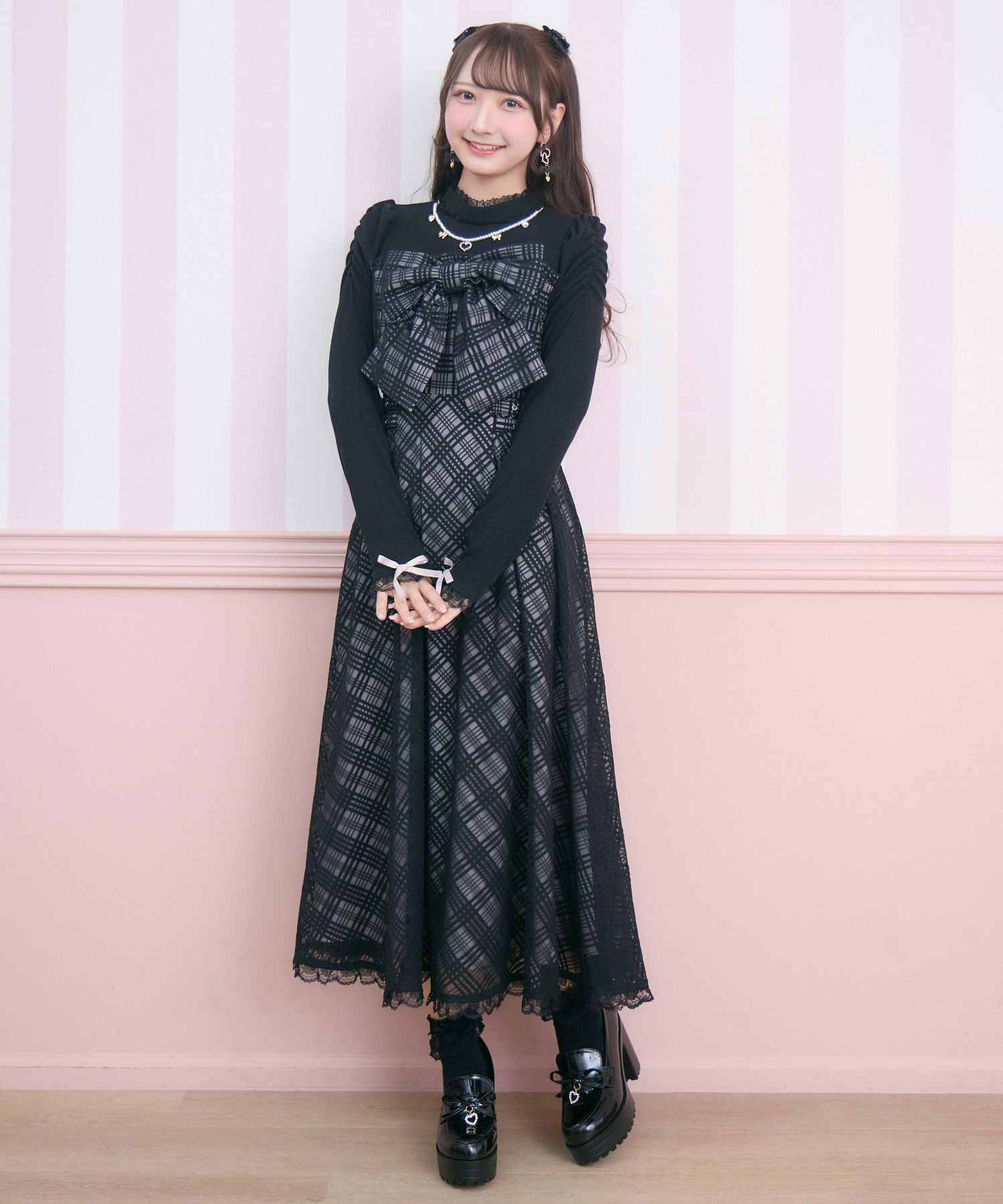 ビッグリボン長袖ロングワンピース | Rlab store