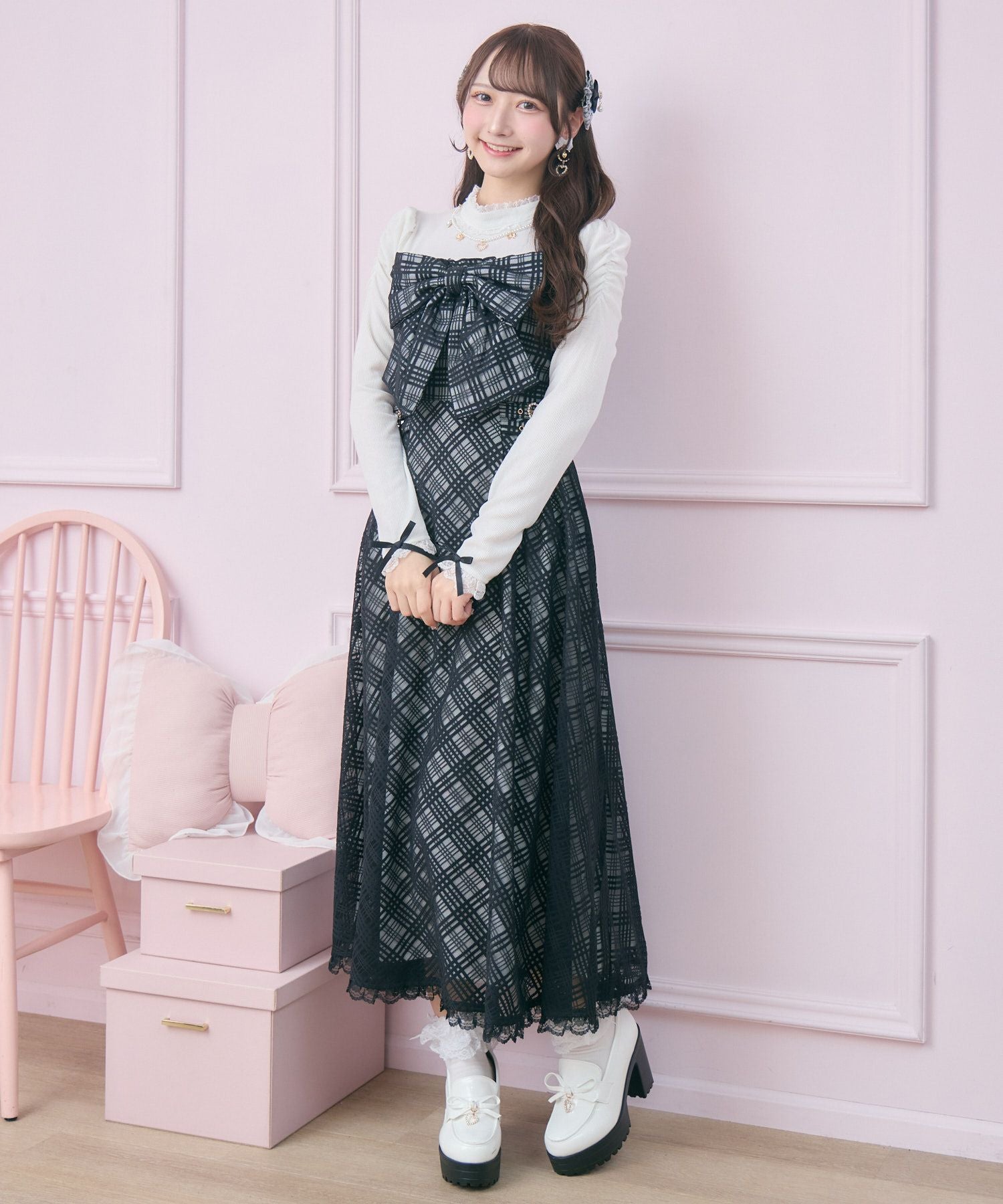ビッグリボン長袖ロングワンピース | Rlab store