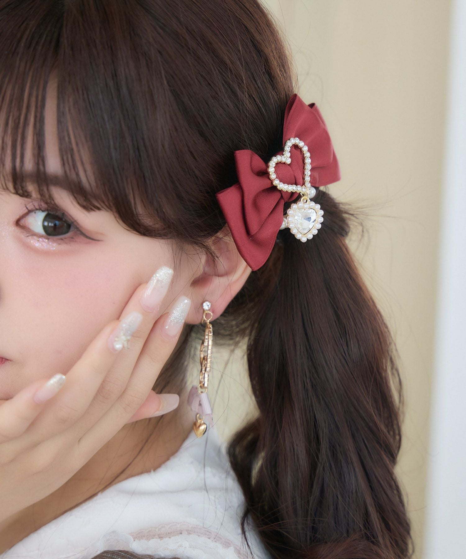 ハートビジュパール付きリボンクリップセット | Rlab store