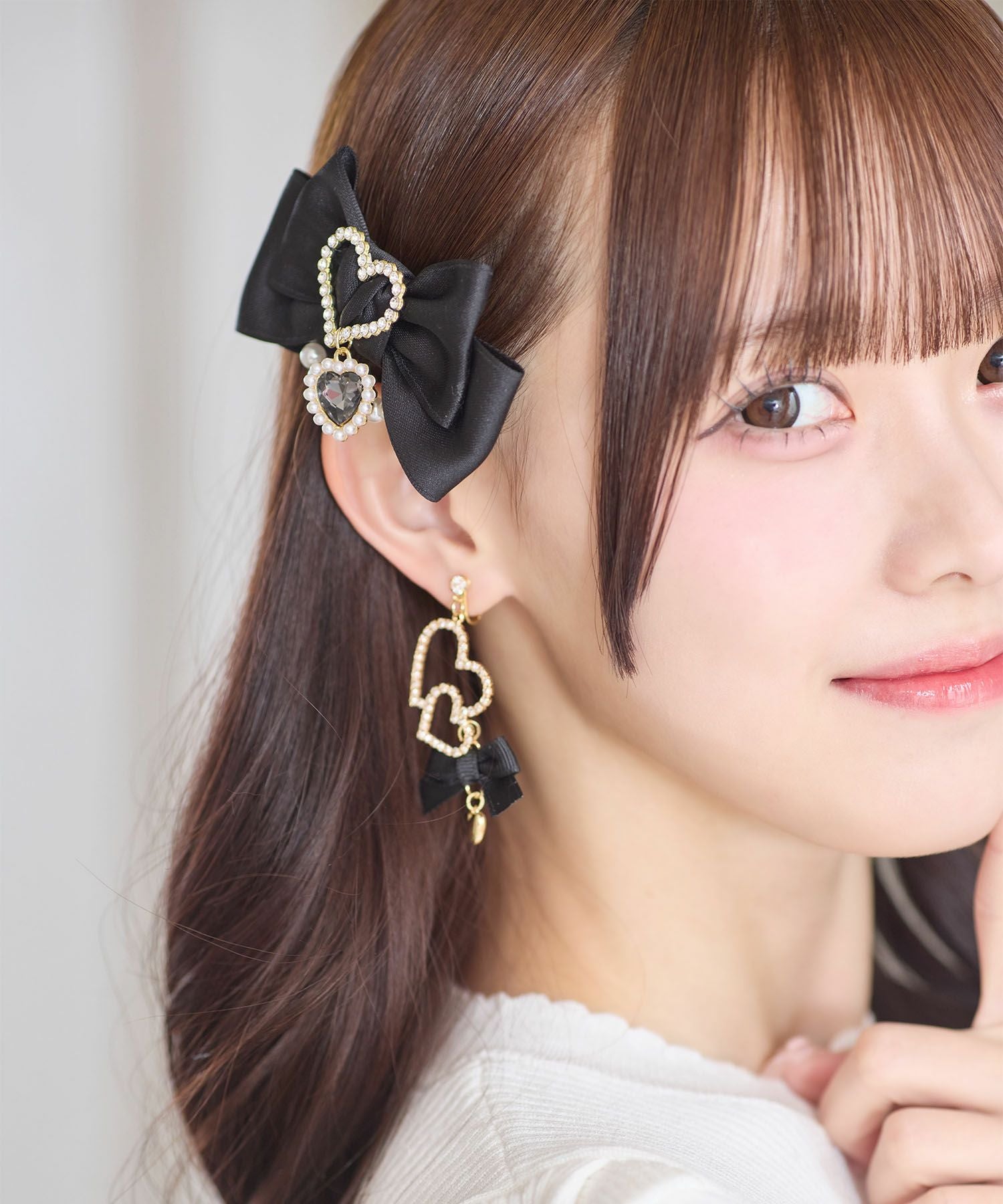 ハートビジュパール付きリボンクリップセット | Rlab store