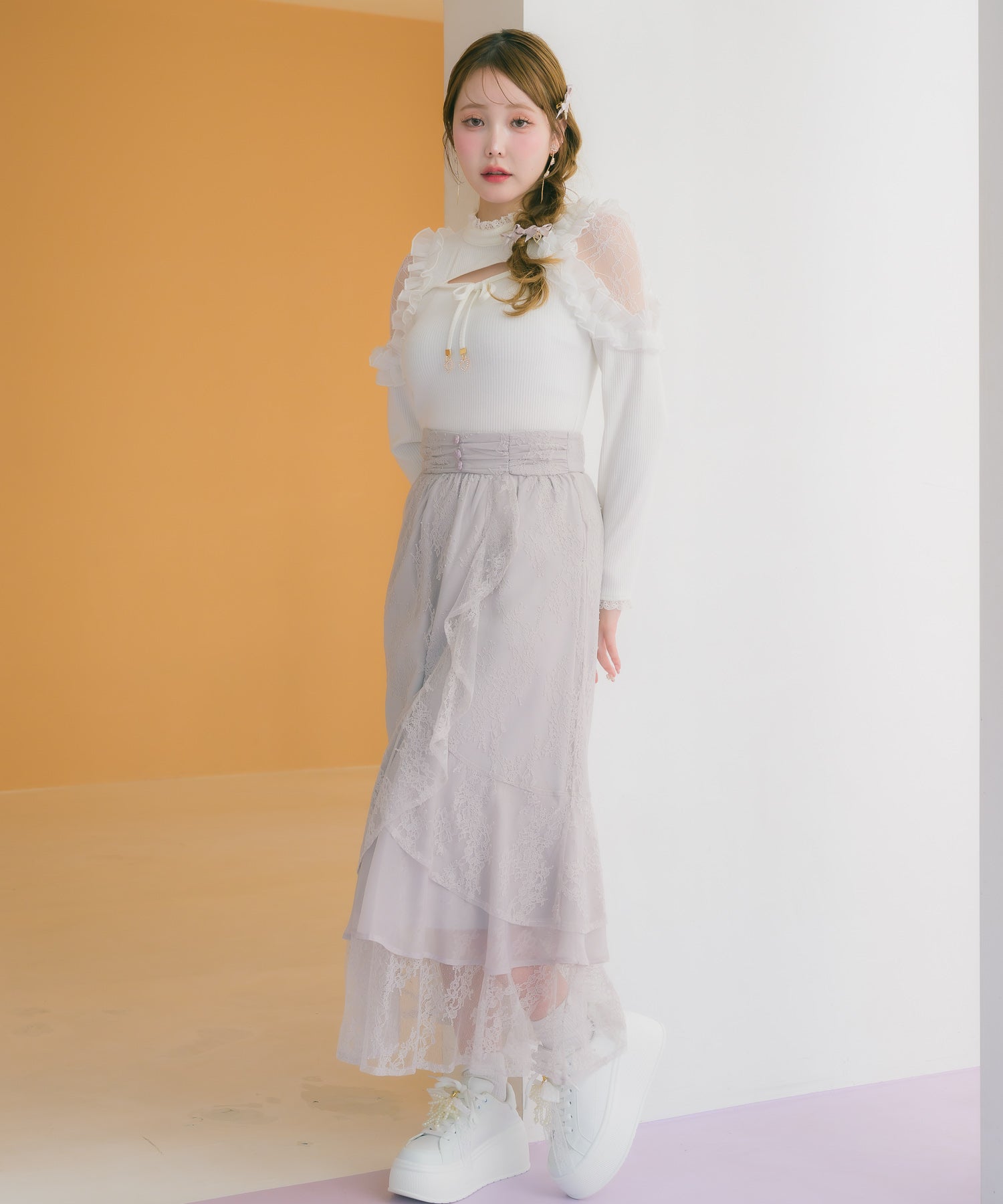treat urself ティアードレースロングスカート レースティアードロングスカート | Rlab store