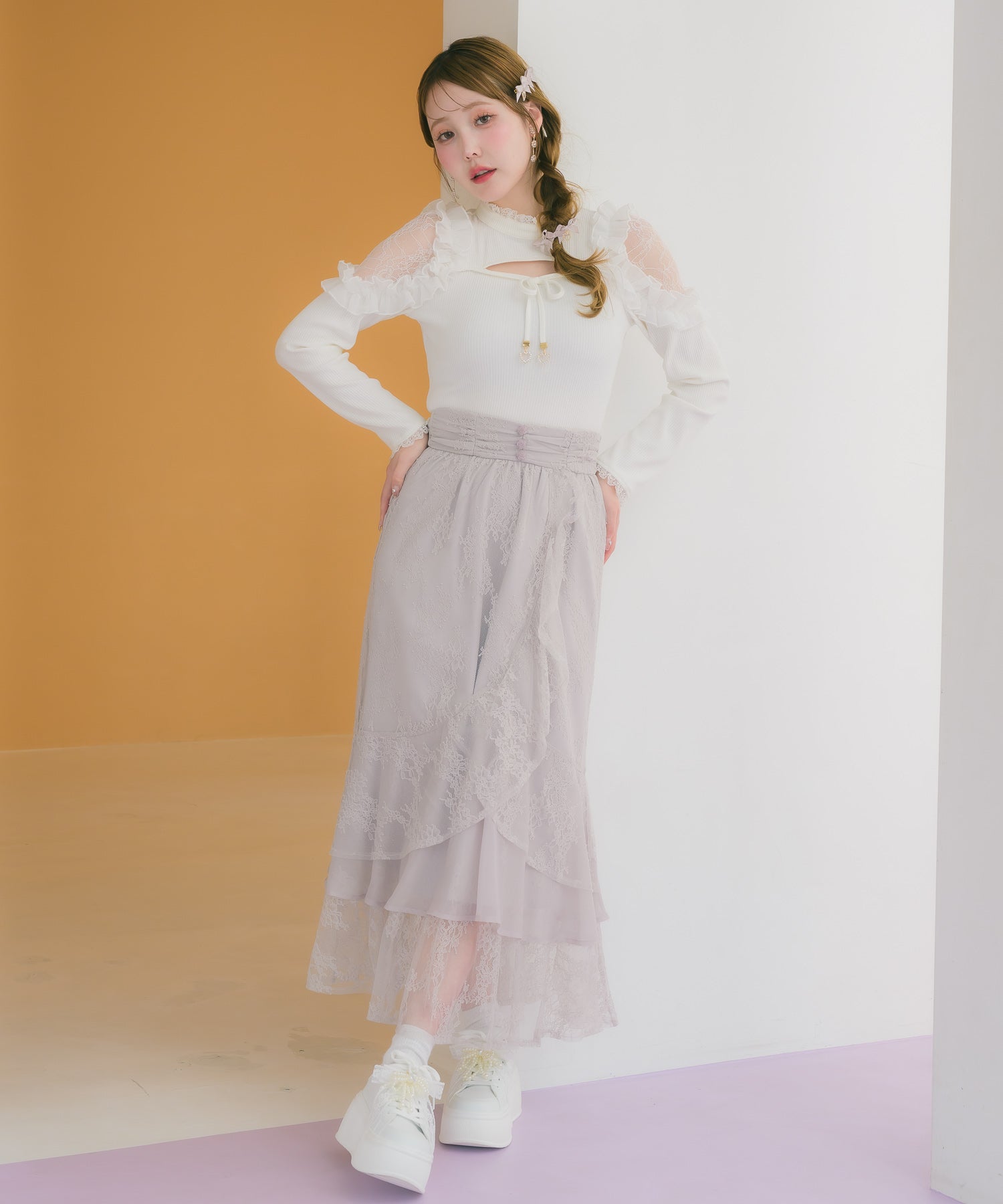 レースティアードロングスカート | Rlab store