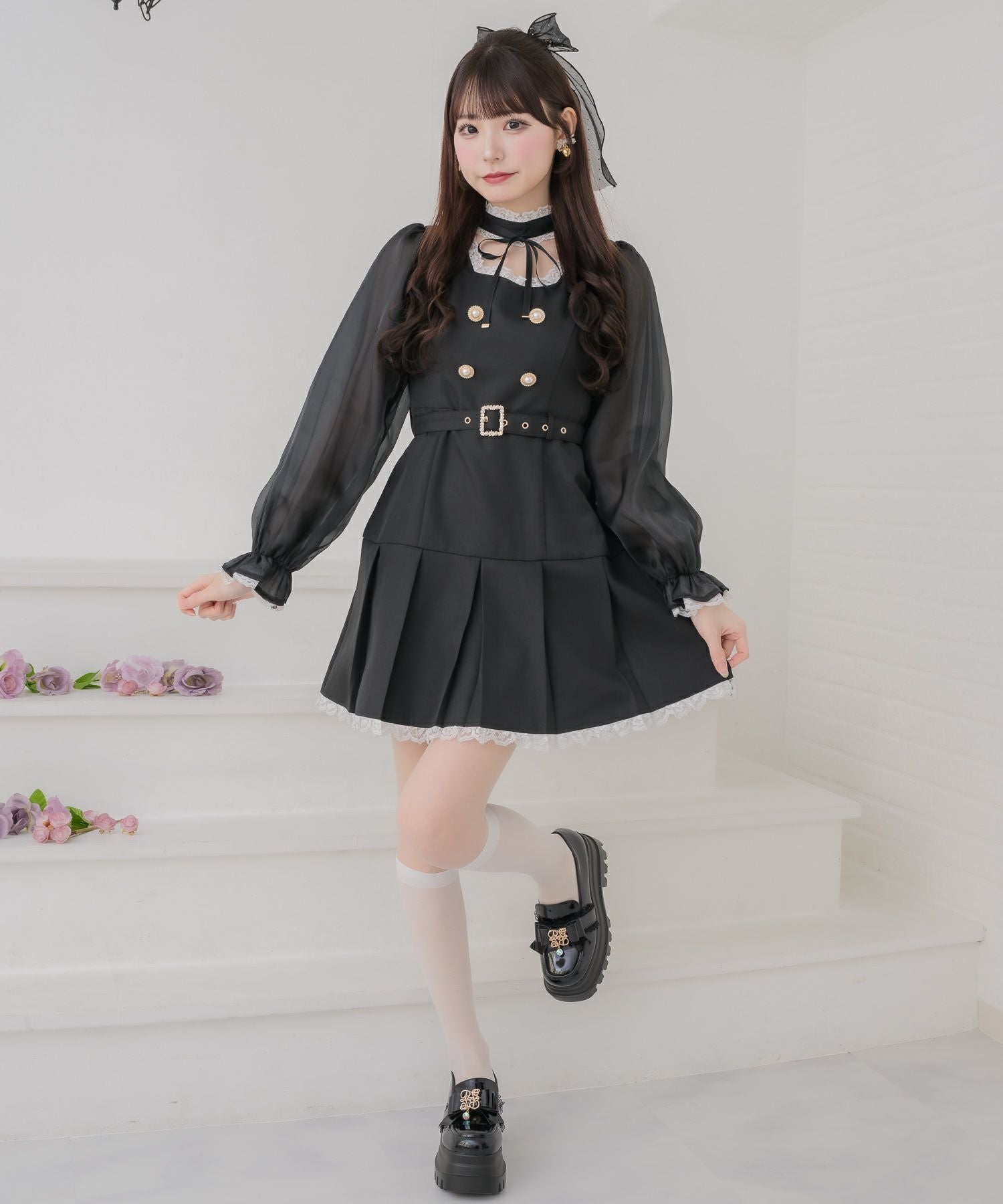 チョーカーリボンプリーツデザインワンピース | Rlab store