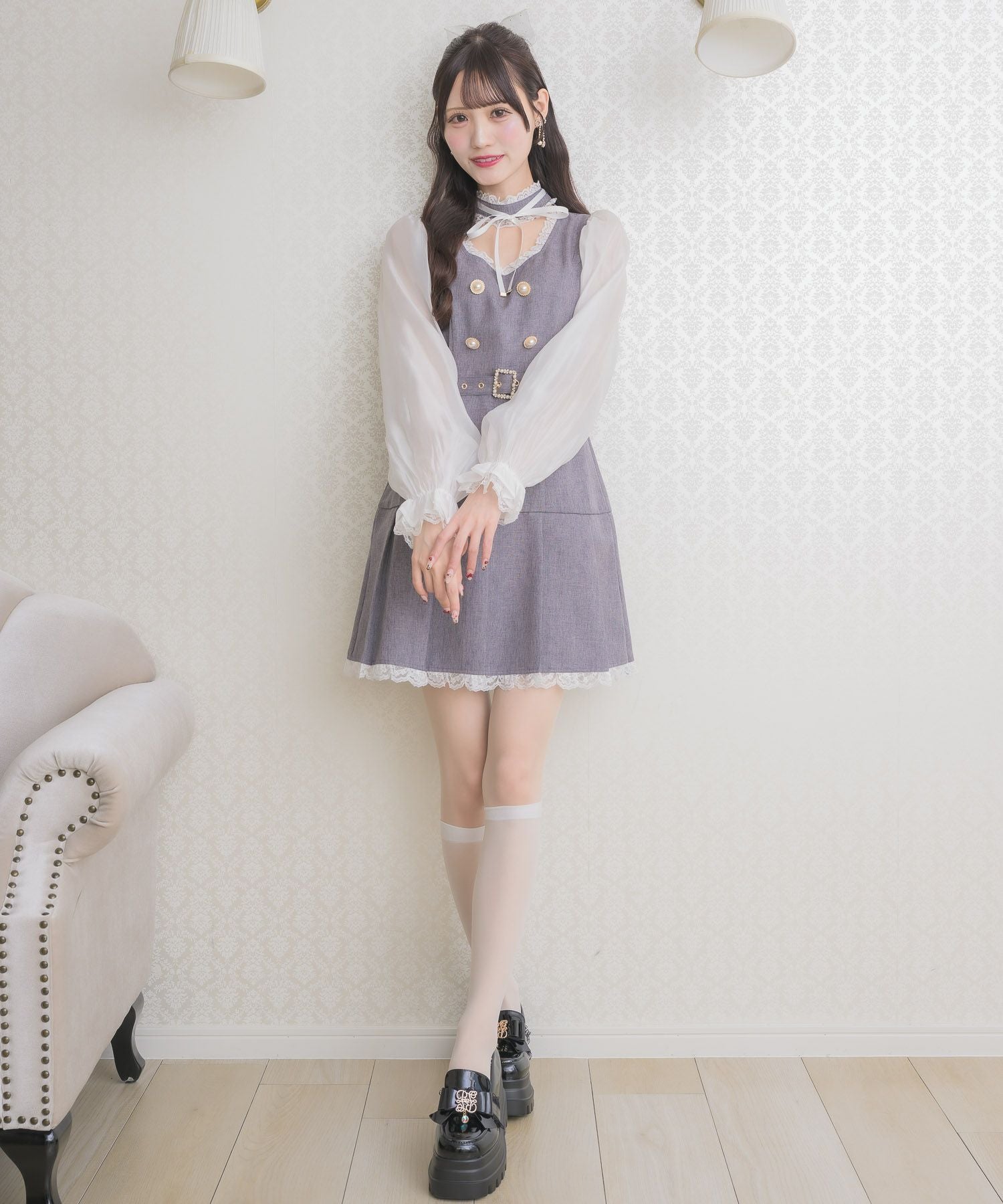 チョーカーリボンプリーツデザインワンピース | Rlab store