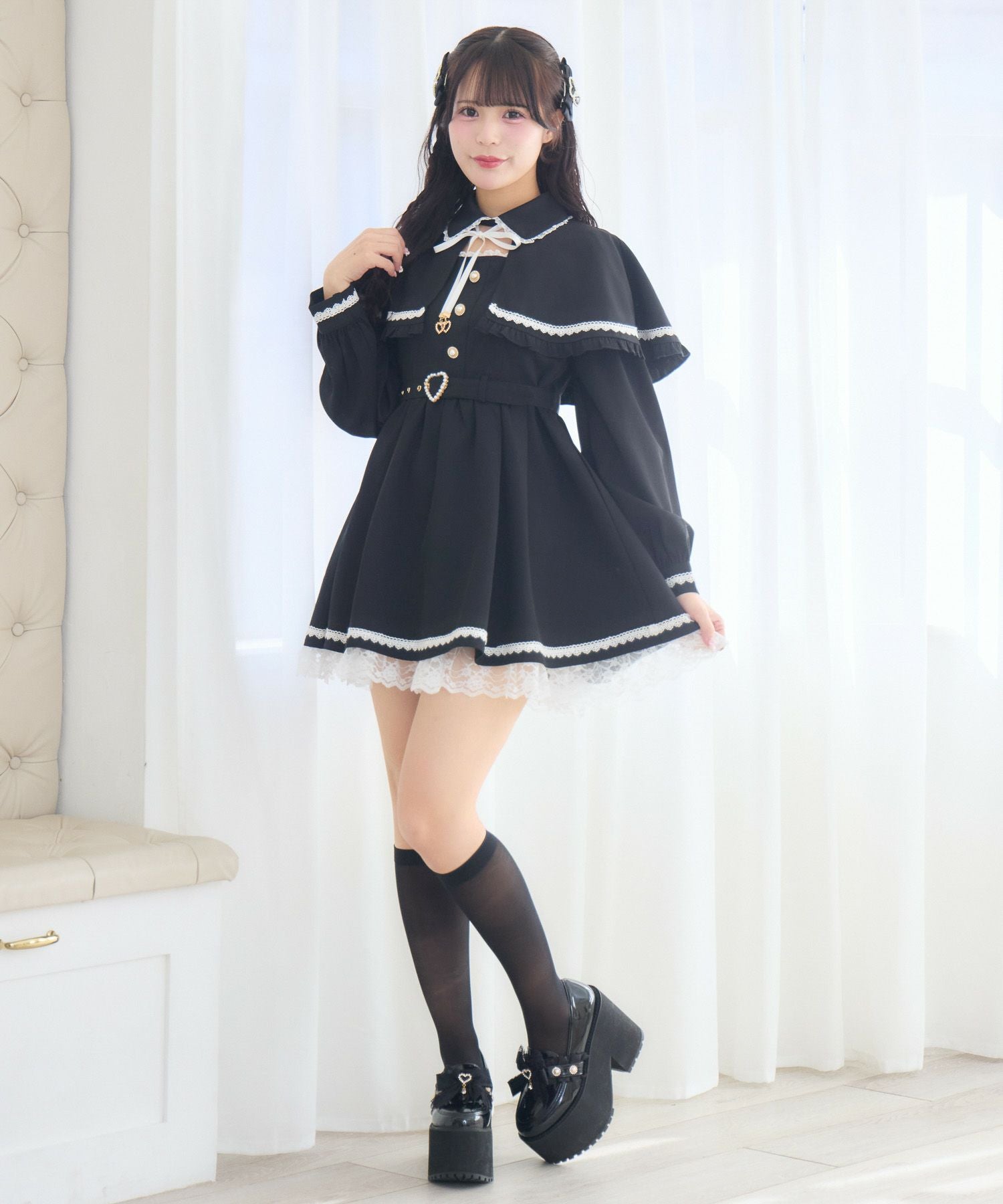裾レースケープワンピース | Rlab store 裾レースケープワンピース | Rlab store