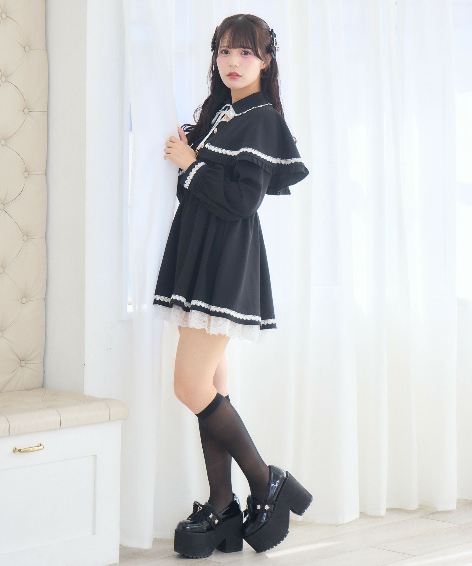 裾レースケープワンピース | Rlab store