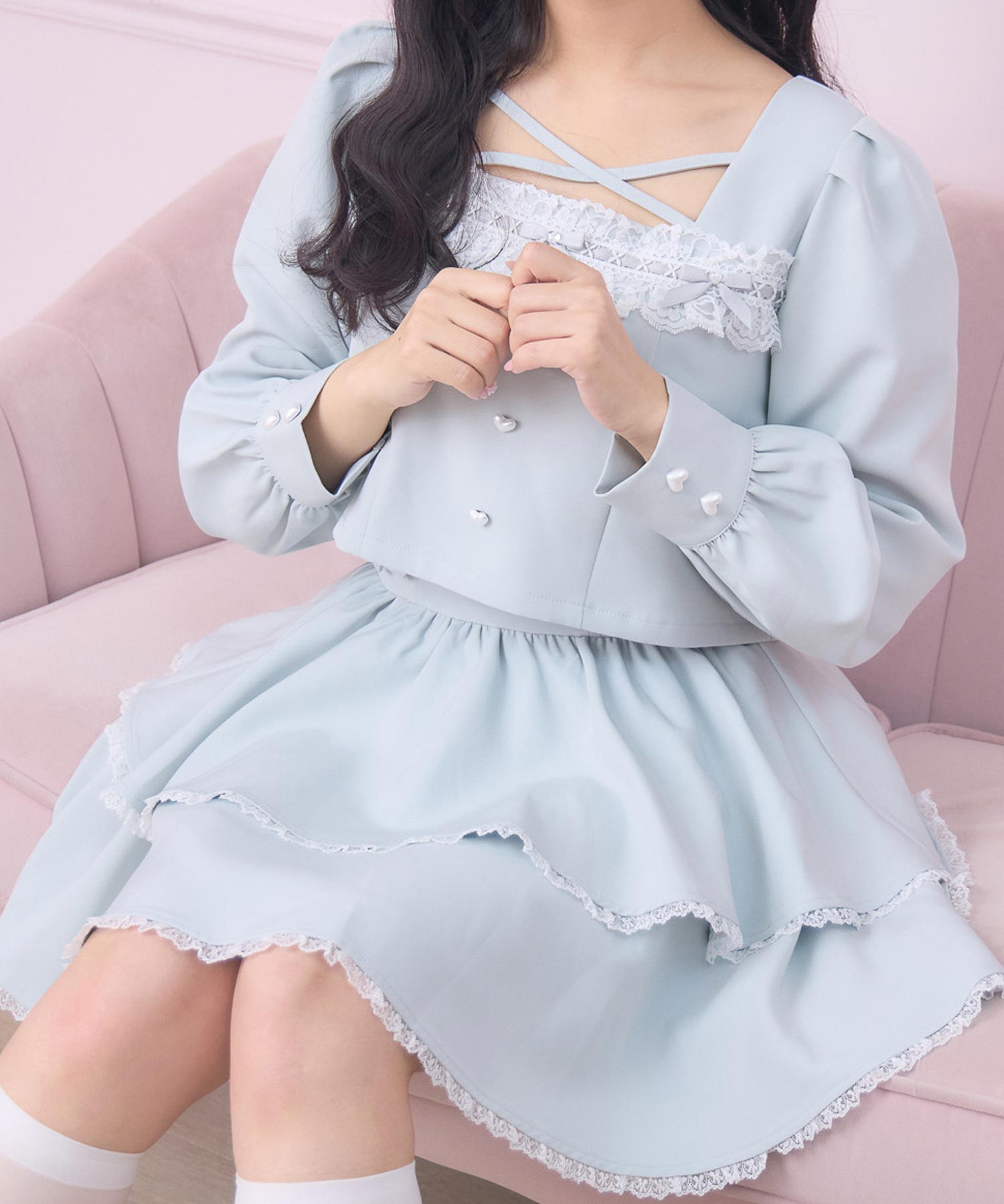 ROJITA セットアップ ROJITA（ロジータ） セットアップ チョーカーリボンダブルボタン