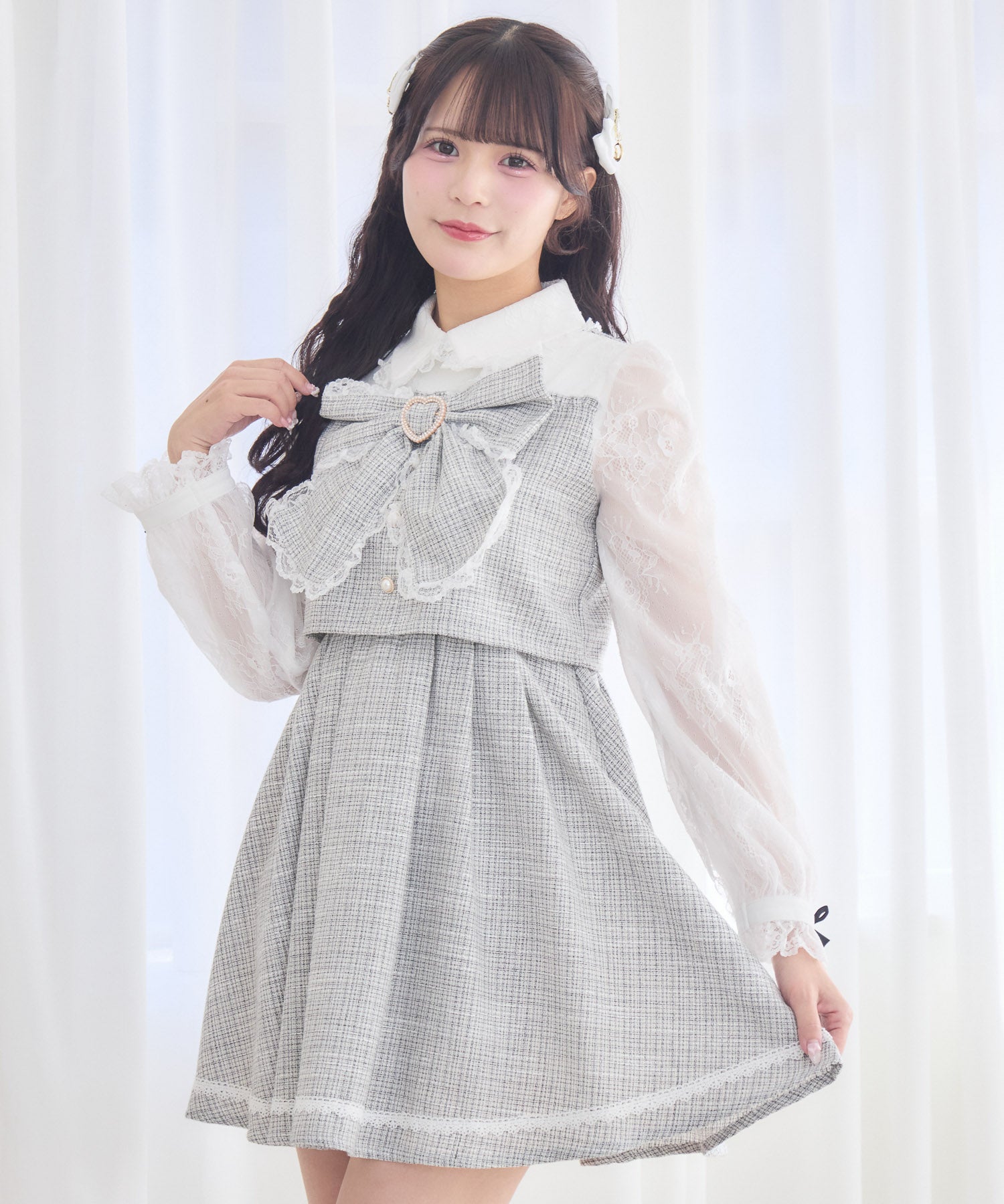 リボンデザインツイードワンピース | Rlab store