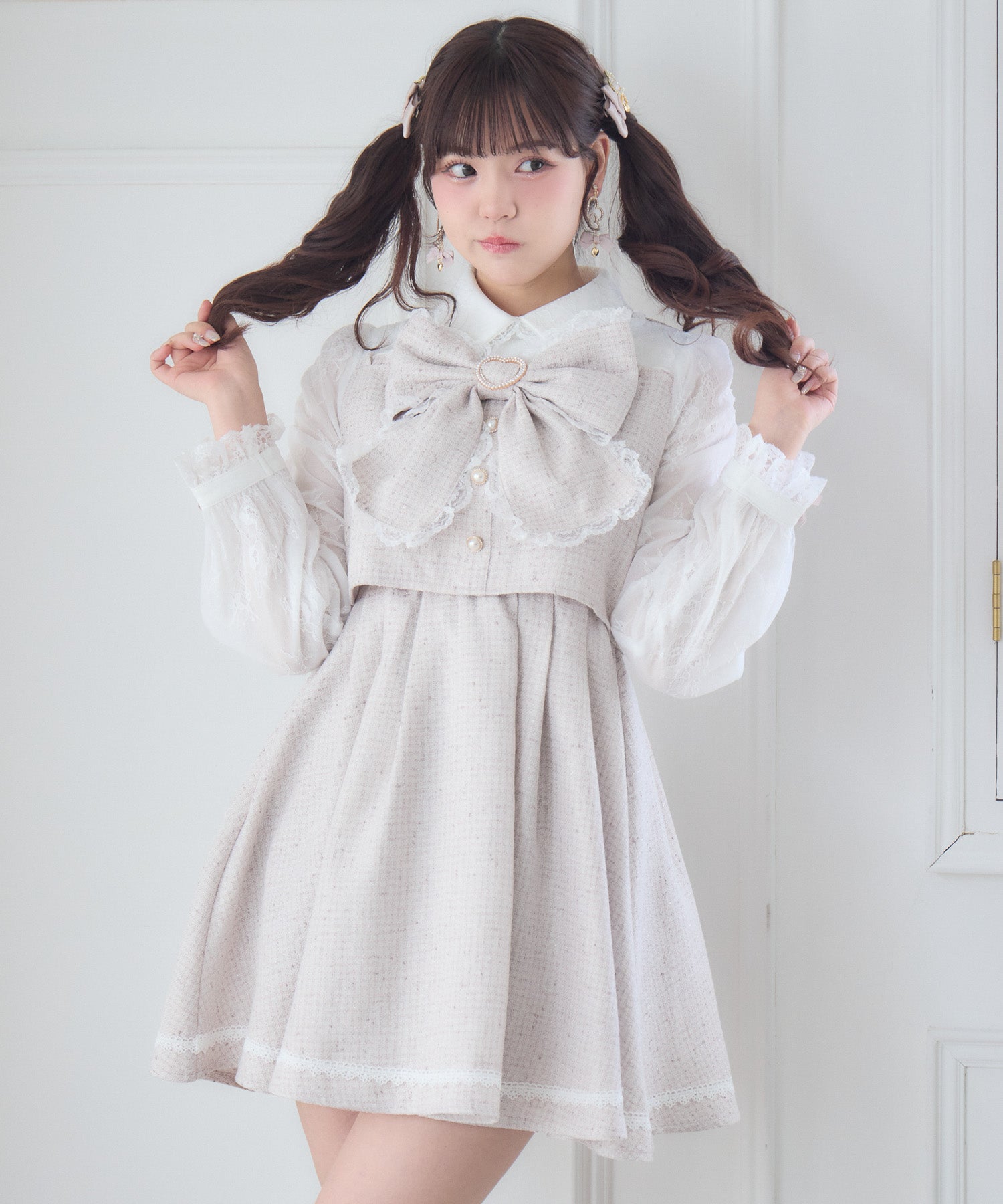 最終価格☆ルネ　リボンツイードワンピース　36　フォクシー リボンデザインツイードワンピース | Rlab store