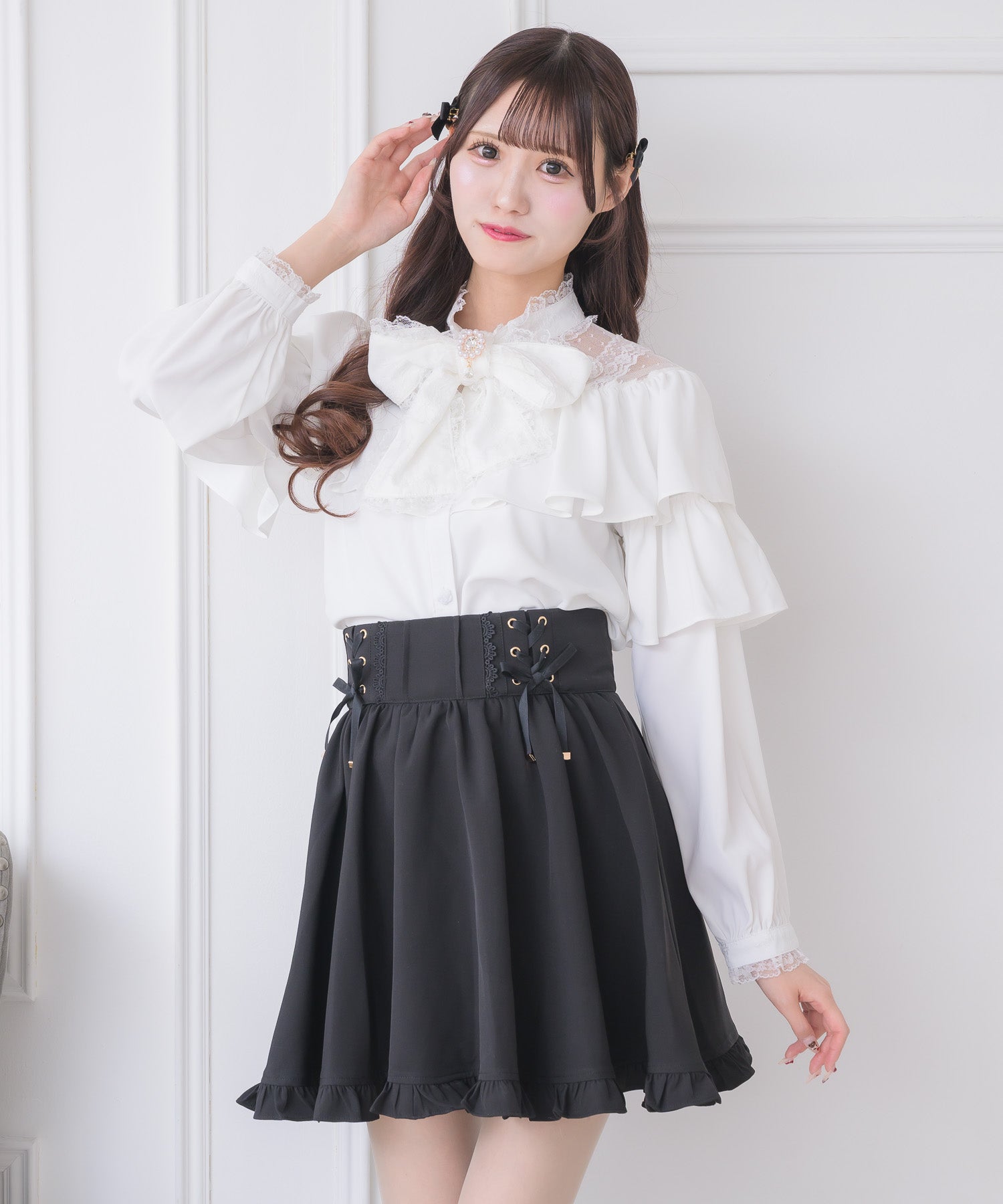配色レースアップスカート レースアップスカート | Rlab store