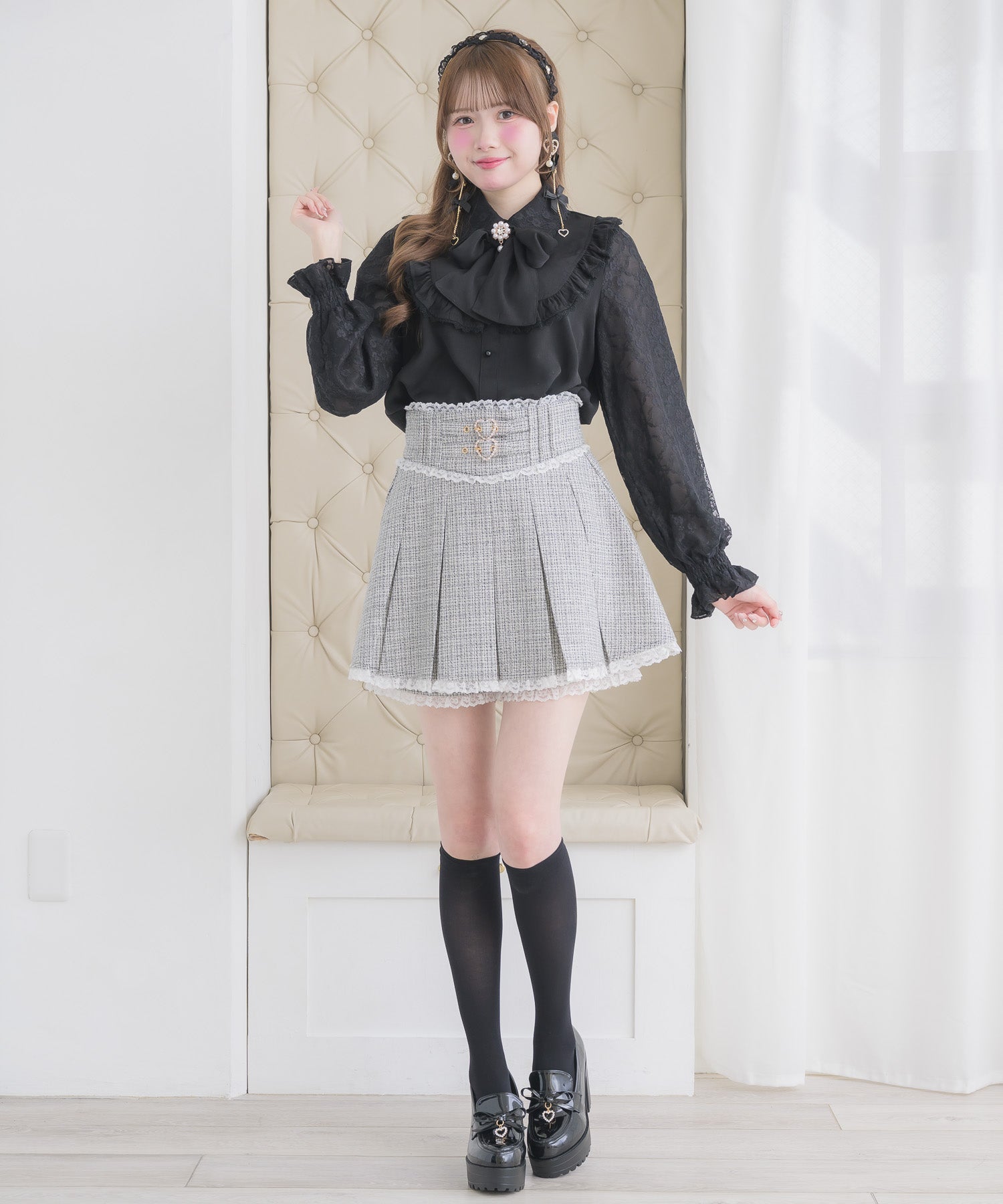 ハートバックルツイードプリーツスカパン | Rlab store