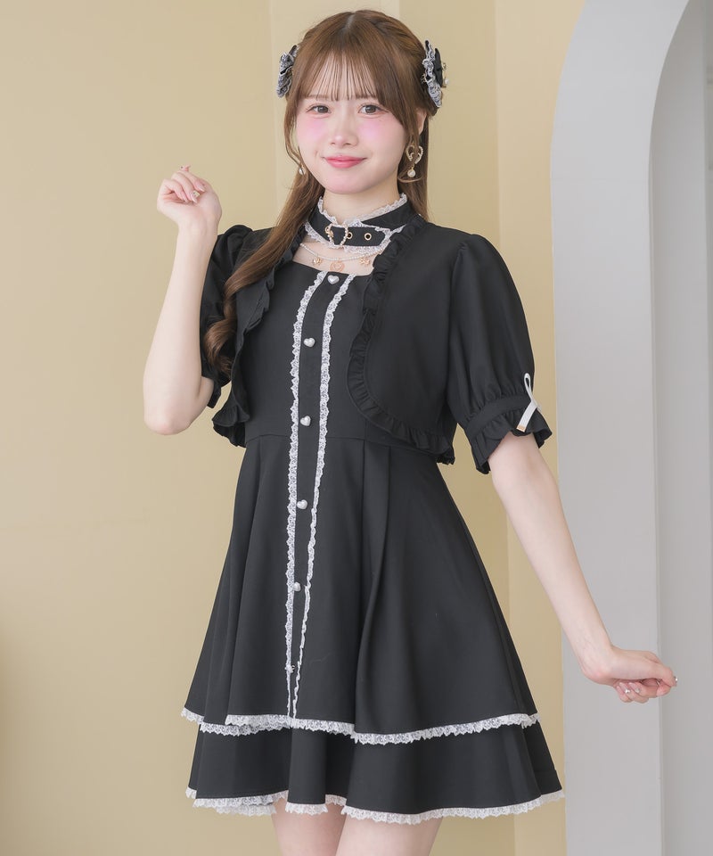 ハートバックルボレロ風ワンピース