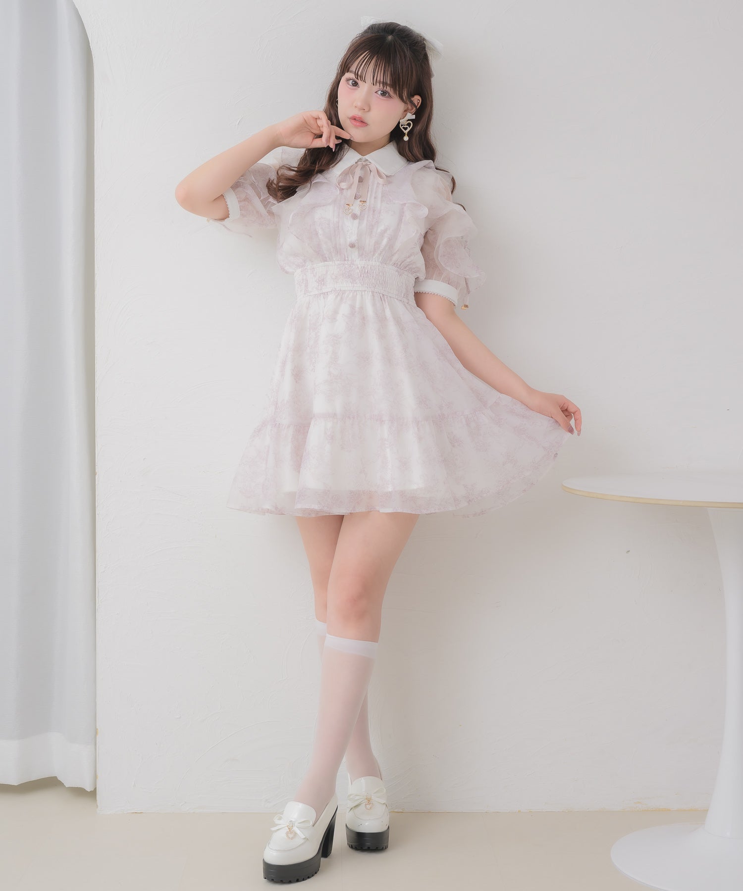 ROJITA 花柄半袖ミニワンピース アイボリー 花柄半袖ミニワンピース | Rlab store