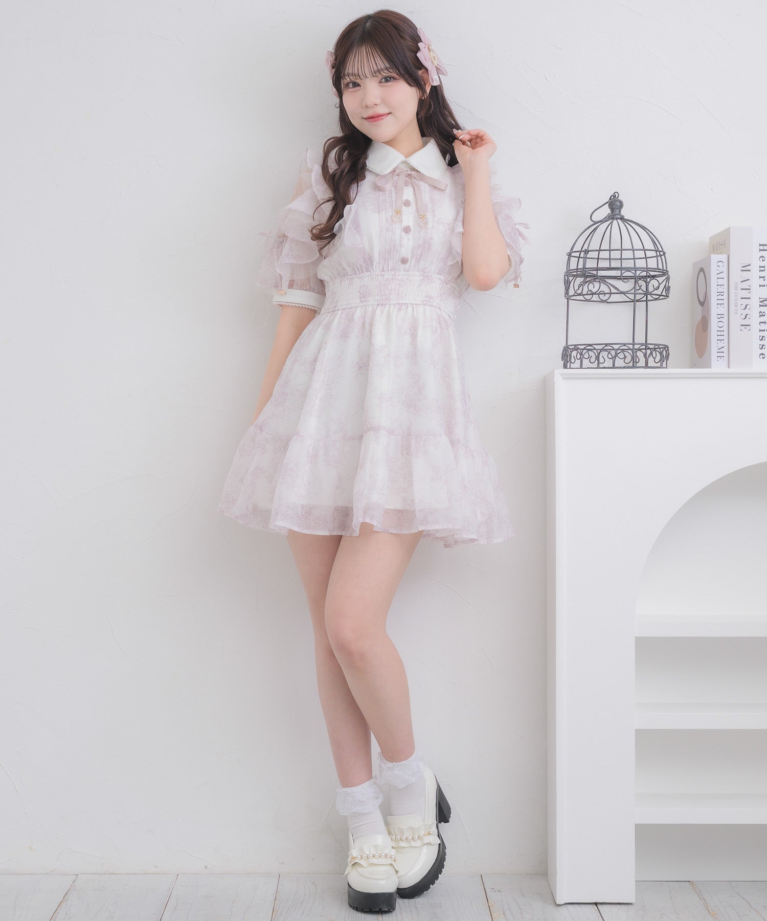 ROJITA 花柄半袖ミニワンピース ピンク 花柄半袖ミニワンピース | Rlab store