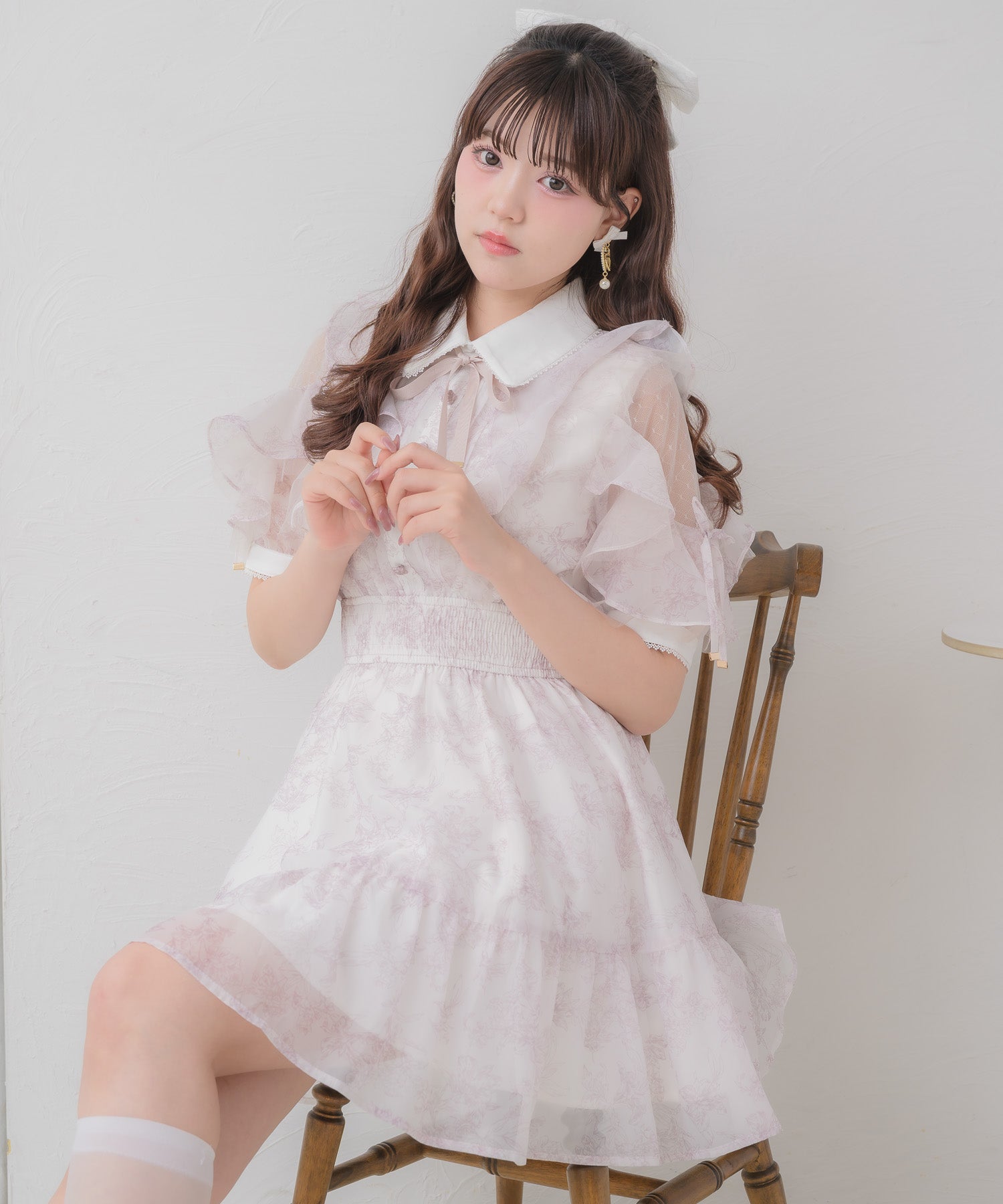 一部カラーのみ通常発送》花柄半袖ミニワンピース | Rlab store
