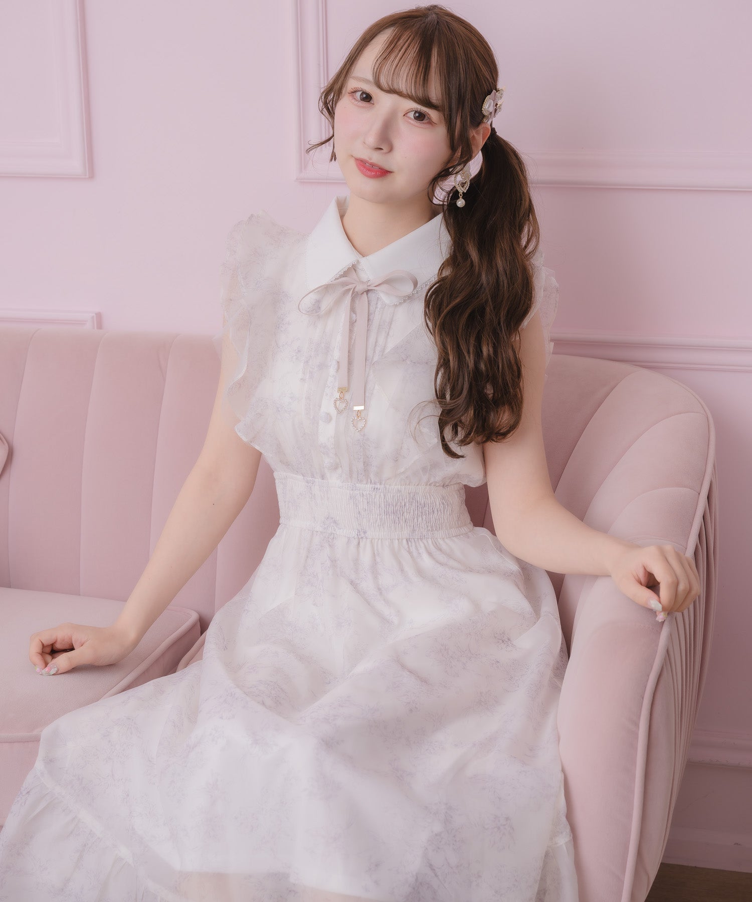 フリルスリーブ花柄ロングワンピース | Rlab store