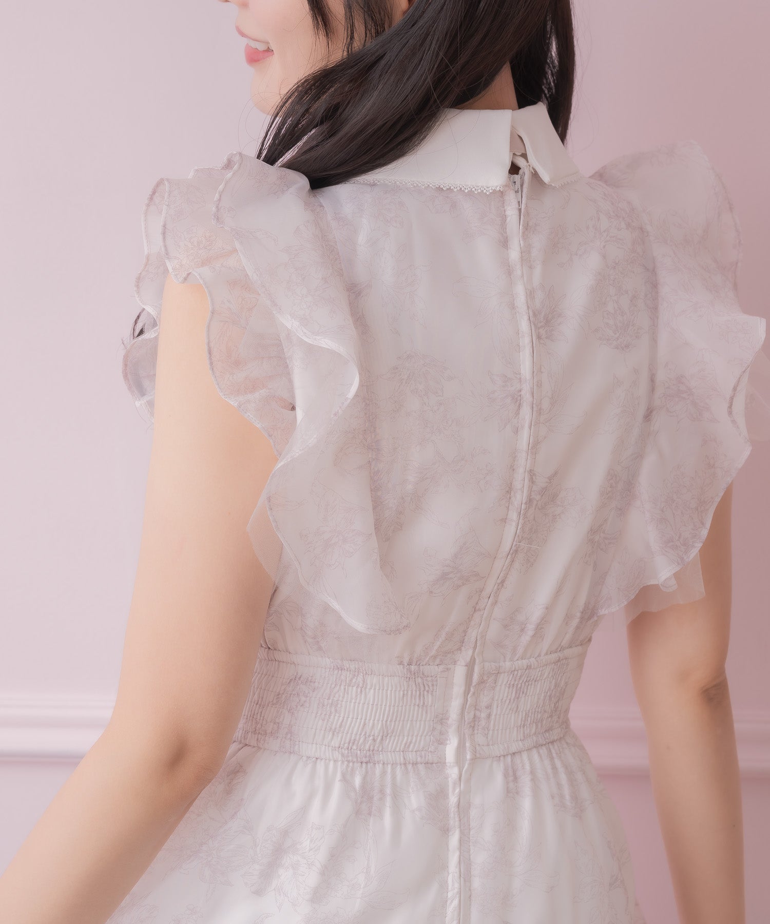 フリルスリーブ花柄ロングワンピース | Rlab store