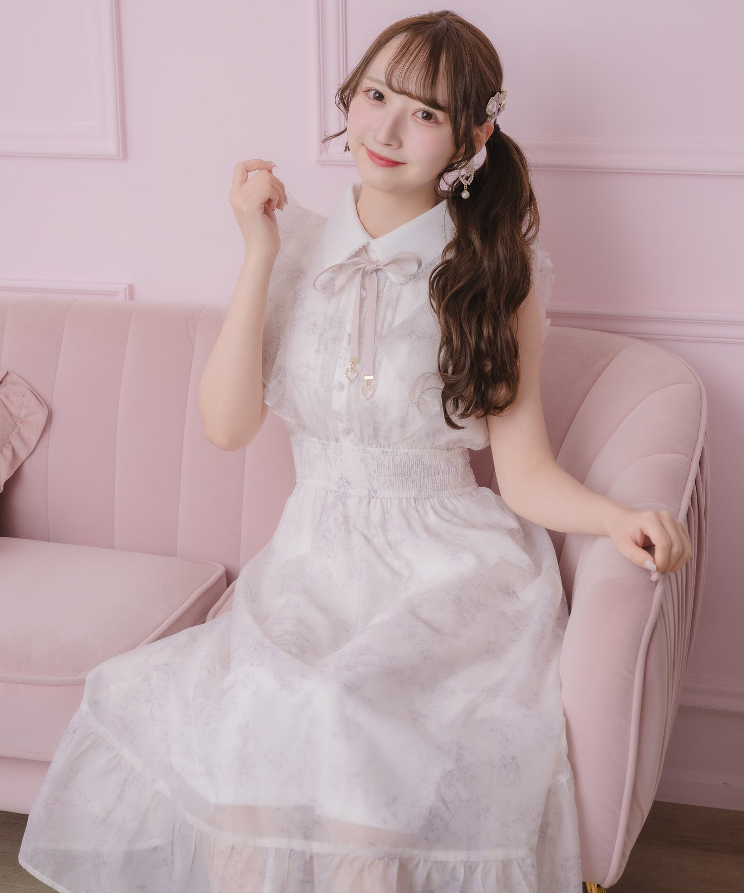 フリルスリーブ花柄ロングワンピース | Rlab store