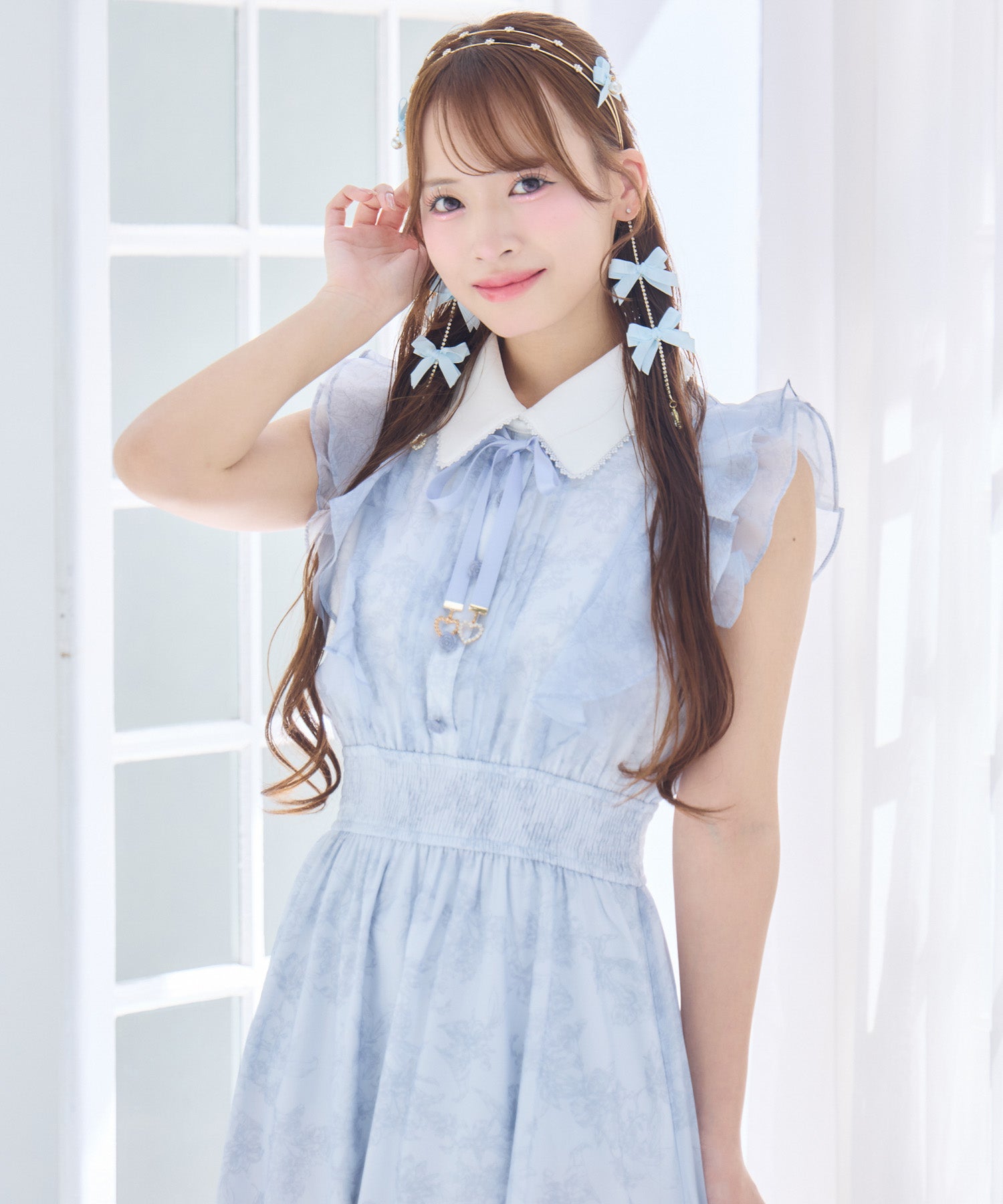 フリルスリーブ花柄ロングワンピース | Rlab store