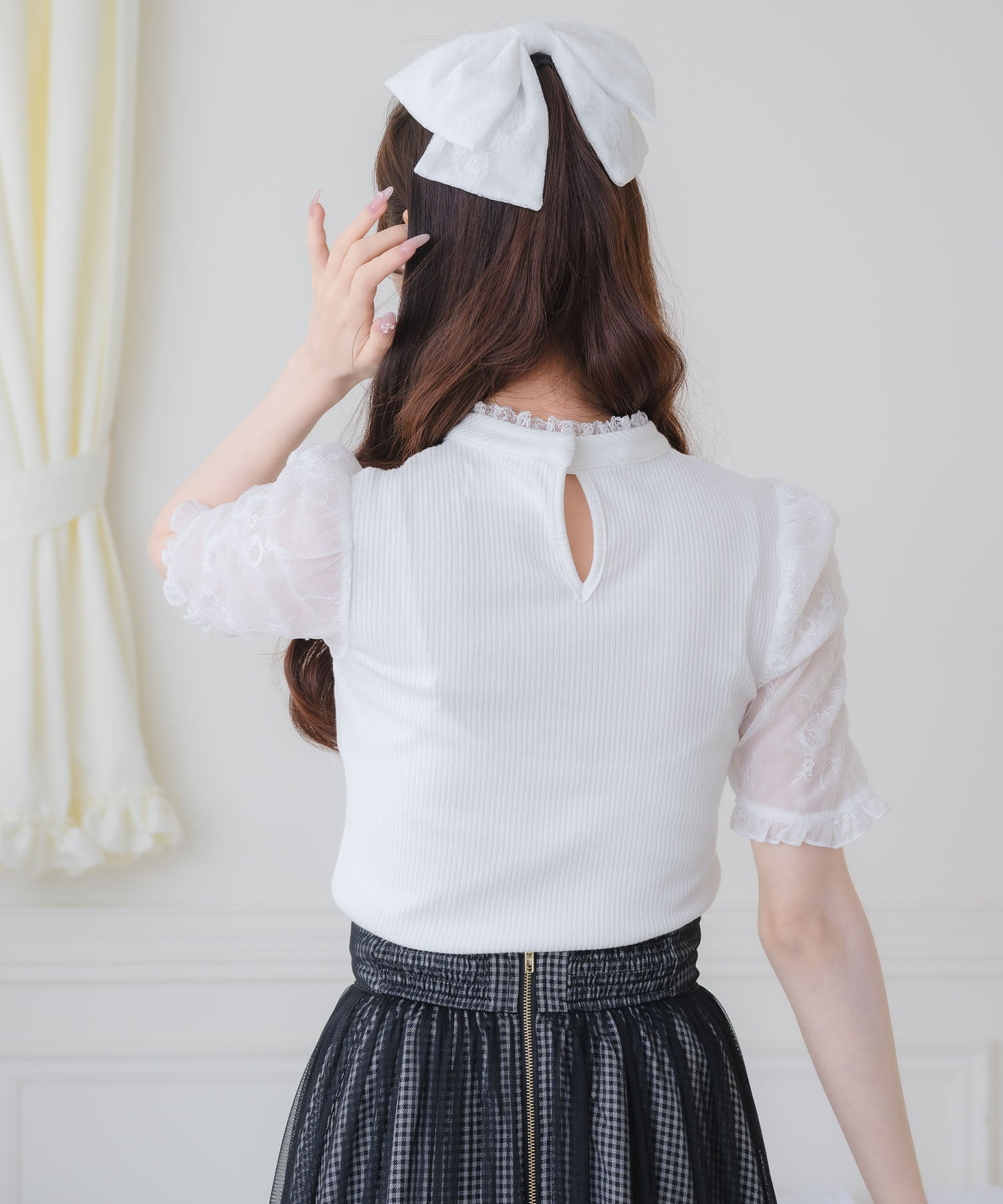 ブルマリン   デコルテリボンレース　トップス セール】リボンレースコルセットトップス（Tシャツ/カットソー
