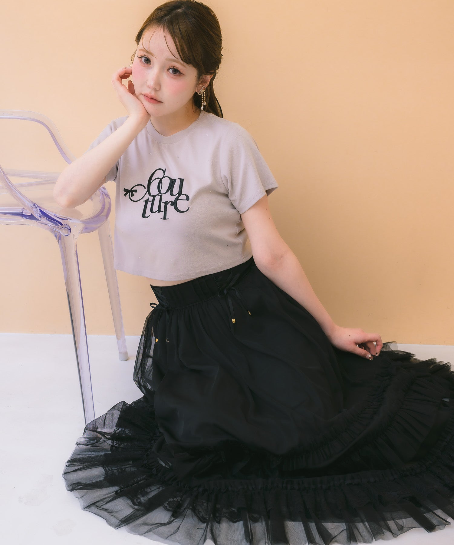 ランダムフリルチュールロングスカート | Rlab store