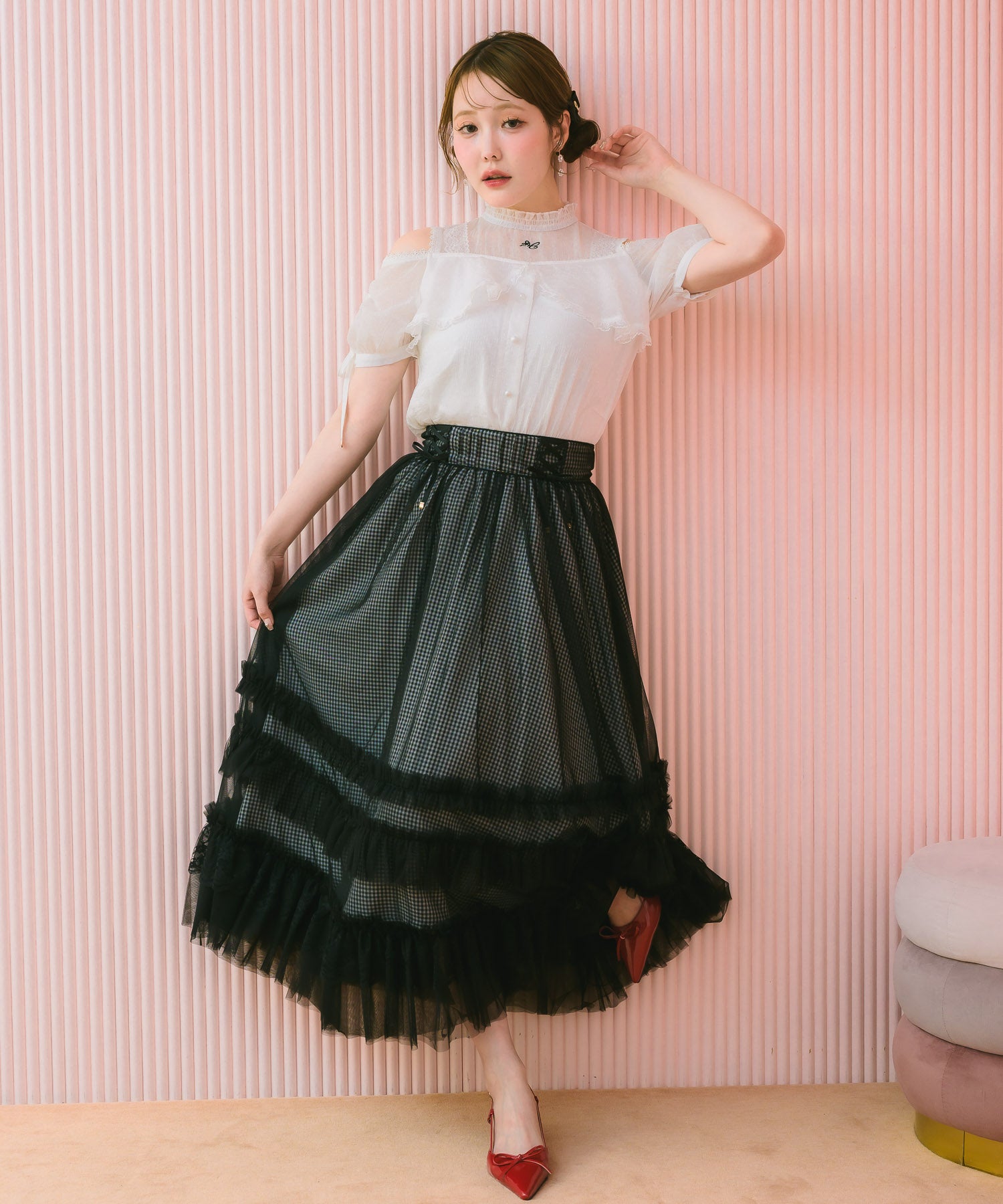 ランダムフリルチュールロングスカート | Rlab store