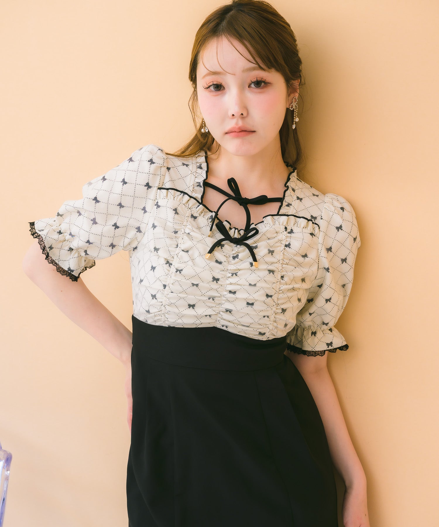【スリーワンフィリップリム】ワンピース　ドッキング　半袖　近年モデル　リボン リボンプリントドッキングワンピース | Rlab store