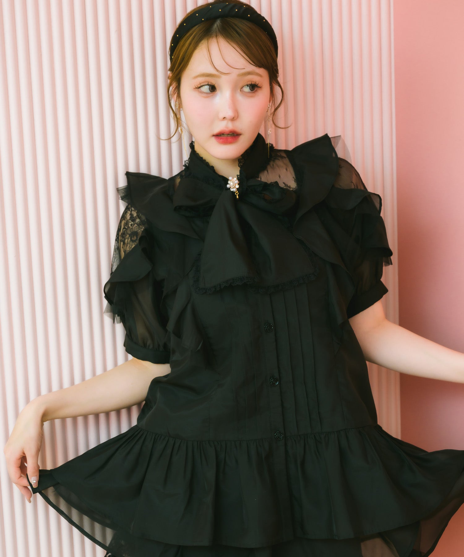 rosymonster クラウンチュニック ブラウス ブラックのみ通常発送》シアーチュニックブラウス | Rlab store